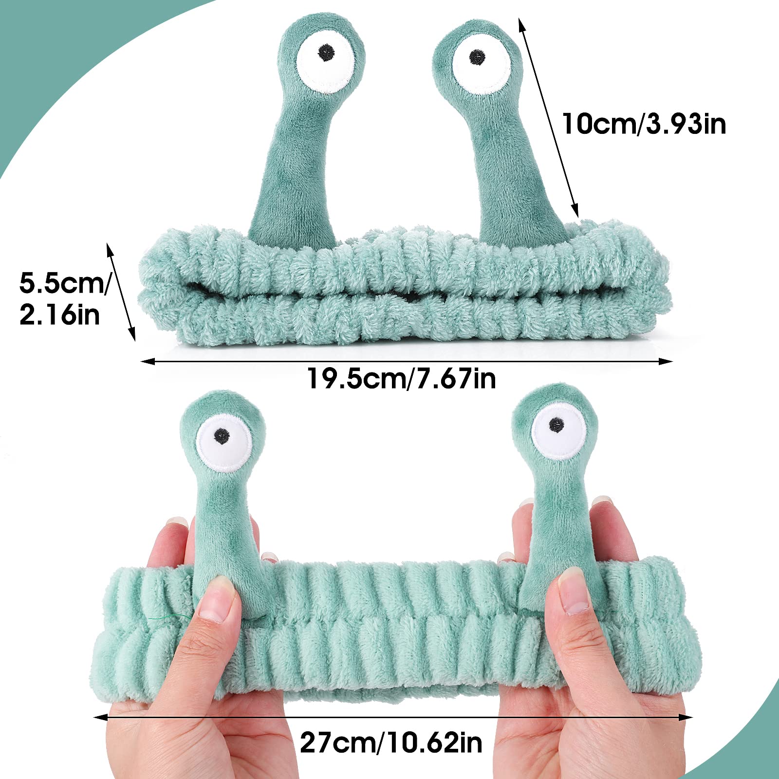 Molain Face Wash Headband, Palm and Snail Spa Hair Bands Makeup Headbands Women Cartoon Cute Coral Fleece Elastic Headband Creat