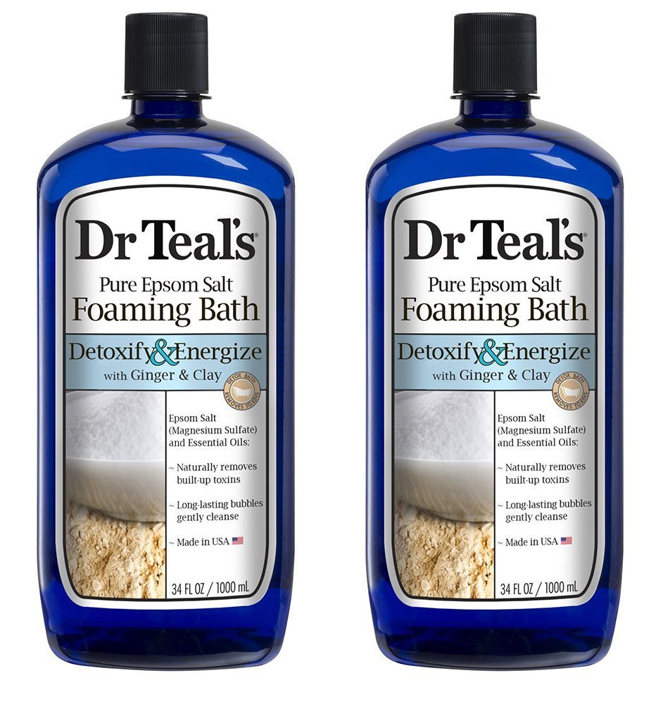 Dr. Teal'S Ginger & Clay Foaming Bath Gift Set (2 Pack, 34Oz Ea.) - Detoxify & Energize Ginger & Clay Blended With Pure Epsom Sa