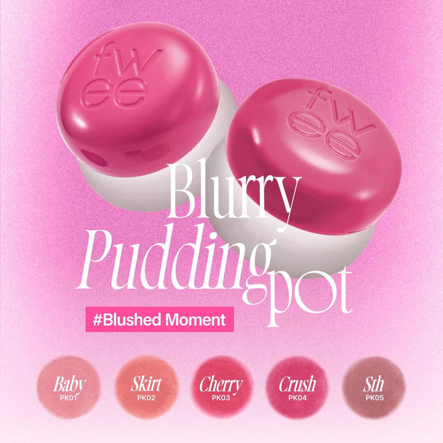Fwee Lip&Cheek Blurry Pudding Pot | Blushed Moment - Cherry | Makeup Blush, Buildable Lightweight, Multi-Use Soft Matte Finish |