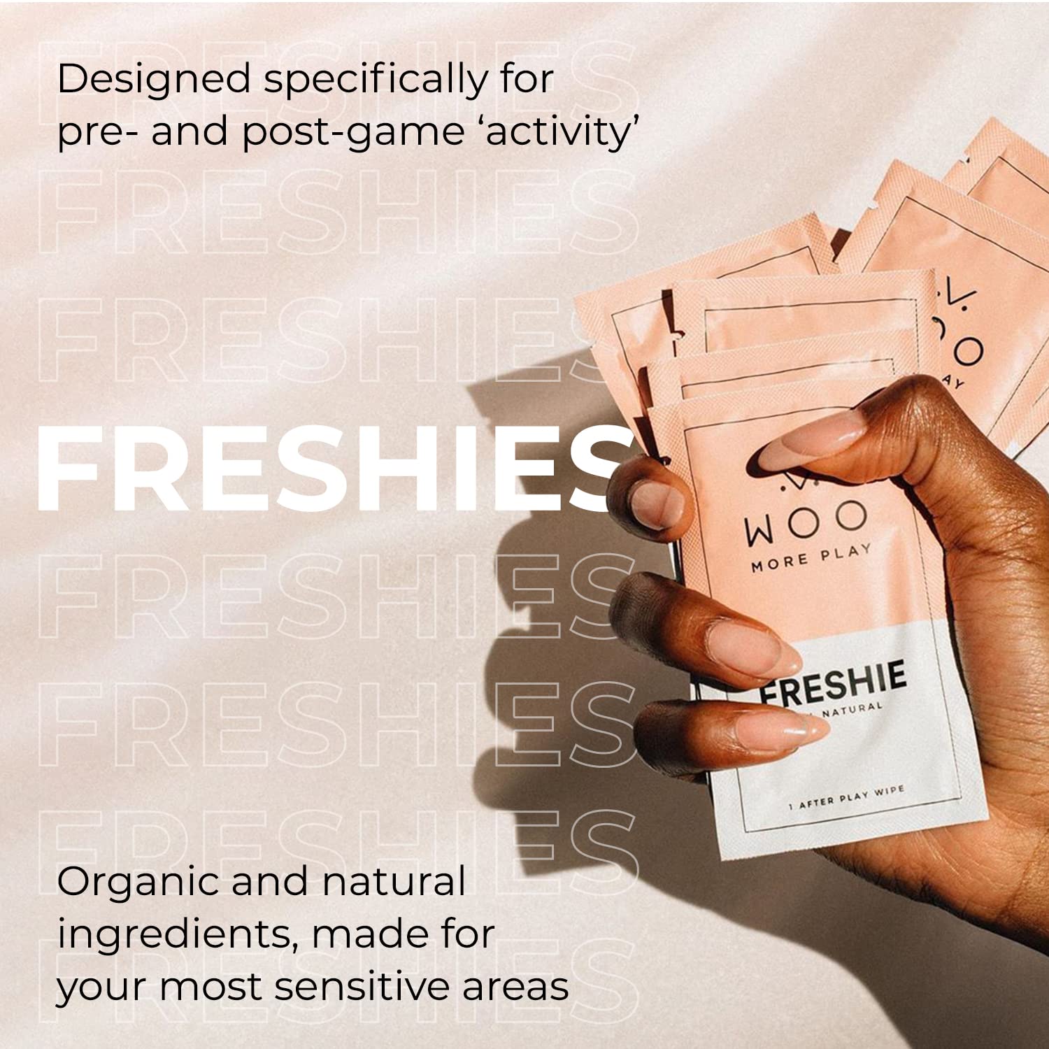 Woo More Play Freshies: All-Natural Feminine Intimacy Towelette Wipes With Coconut Water And Aloe Vera, Promotes Feminine Health