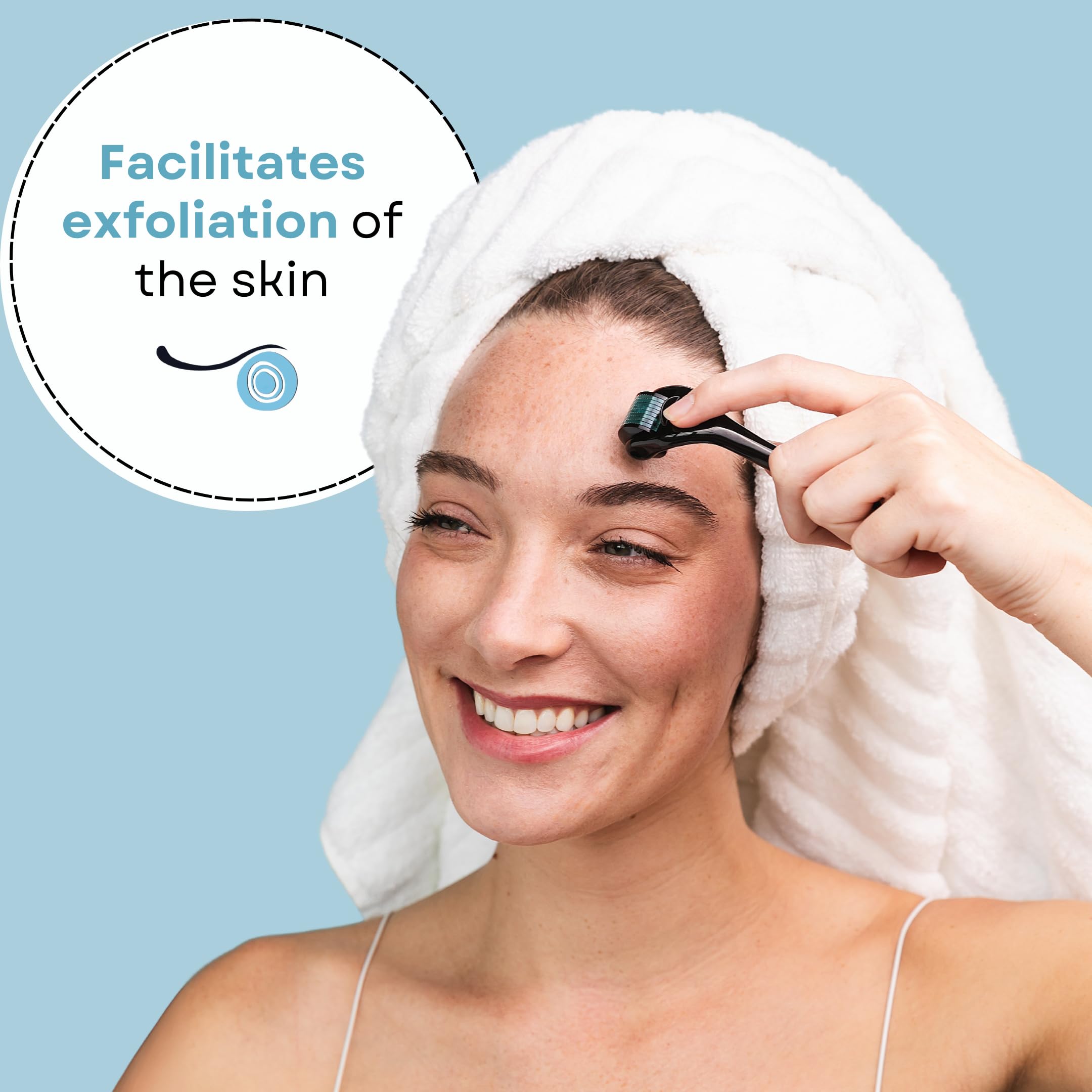 Folliroll Blue Derma Roller For Hair, Beard And Skin | Microneedle Roller For Men And Women - Beard, Hair And Skin- 540 Needles