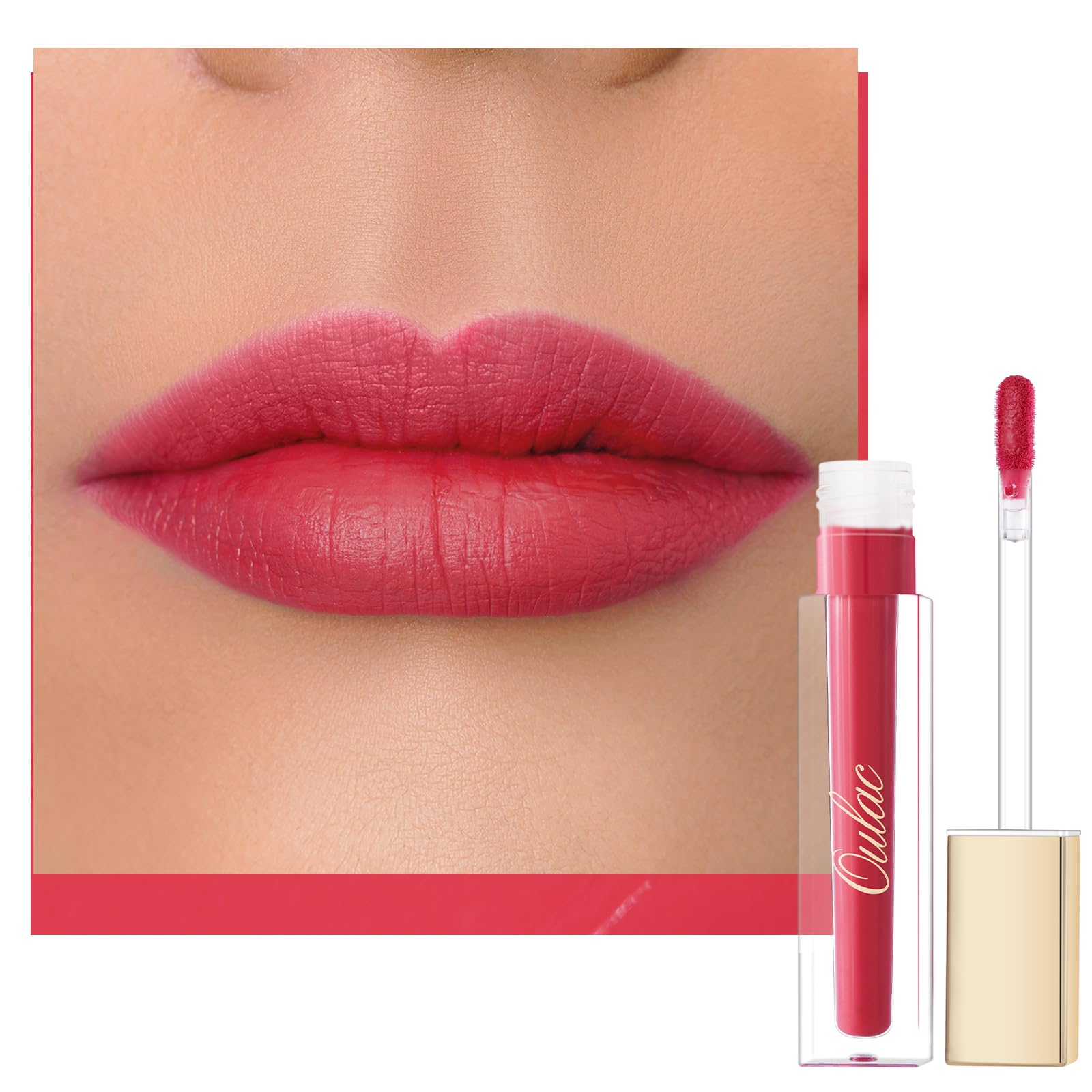 Oulac Matte Liquid Red Lipstick For Women, Long Lasting Lipstick Waterproof Lip Stain, No Transfer, Creamy High Pigmented Formul