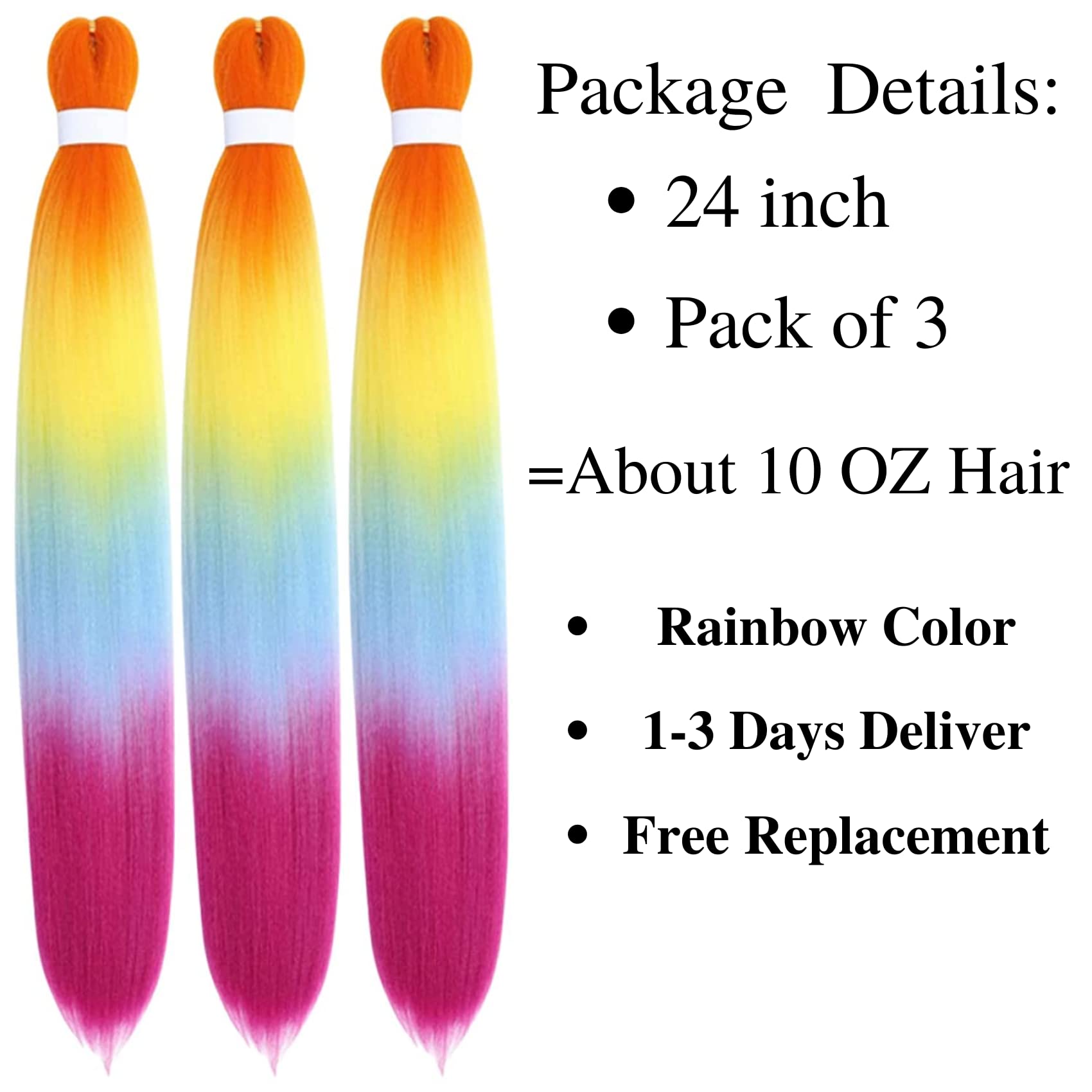 Leticia Rainbow Braiding Hair Pre Stretched Human Braiding Hair Rainbow Kanekalon Braiding Hair Extensions