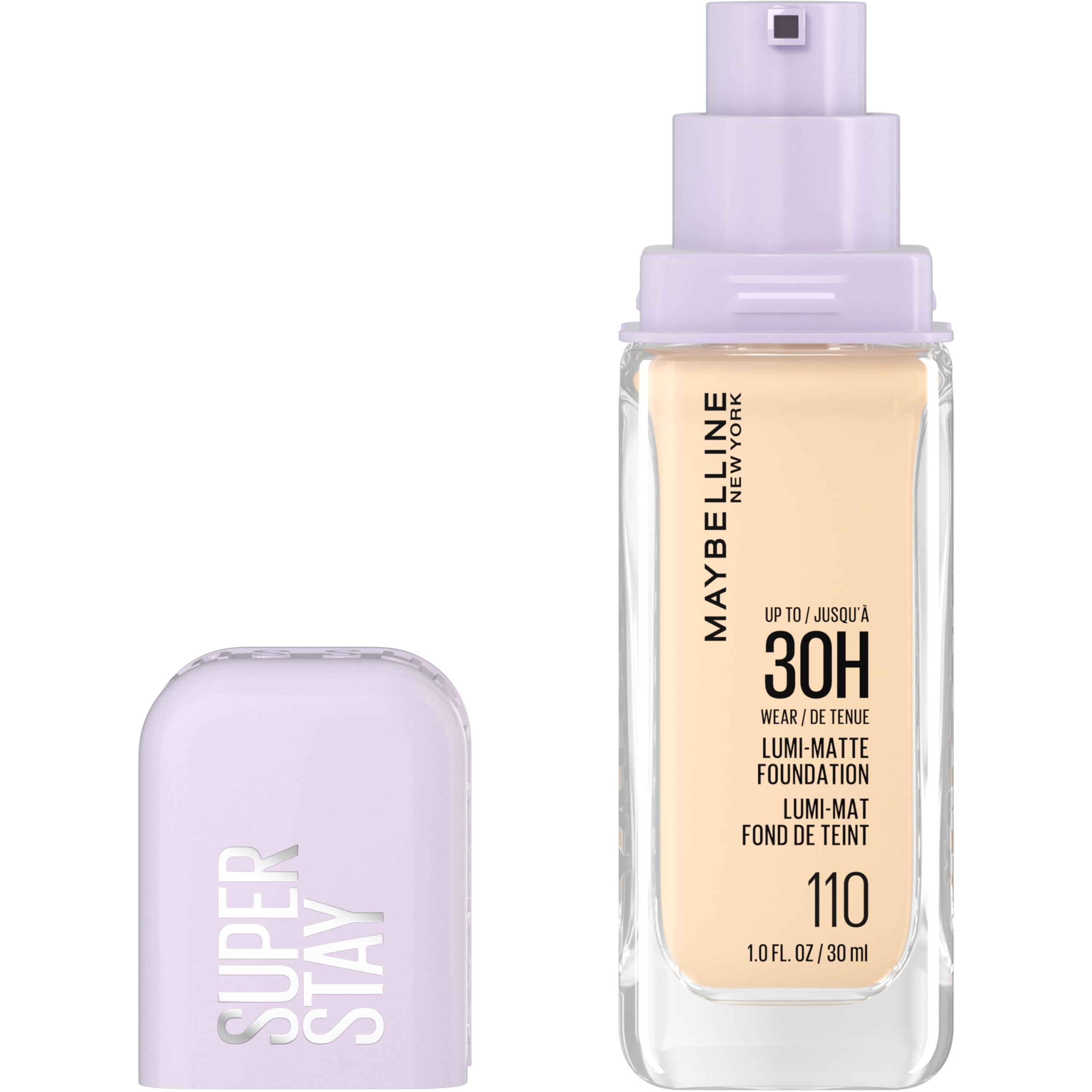 Maybelline Super Stay Lumi-Matte Foundation, Lightweight and Buildable Full Coverage Foundation Makeup For Up To 30HR Wear, 110,