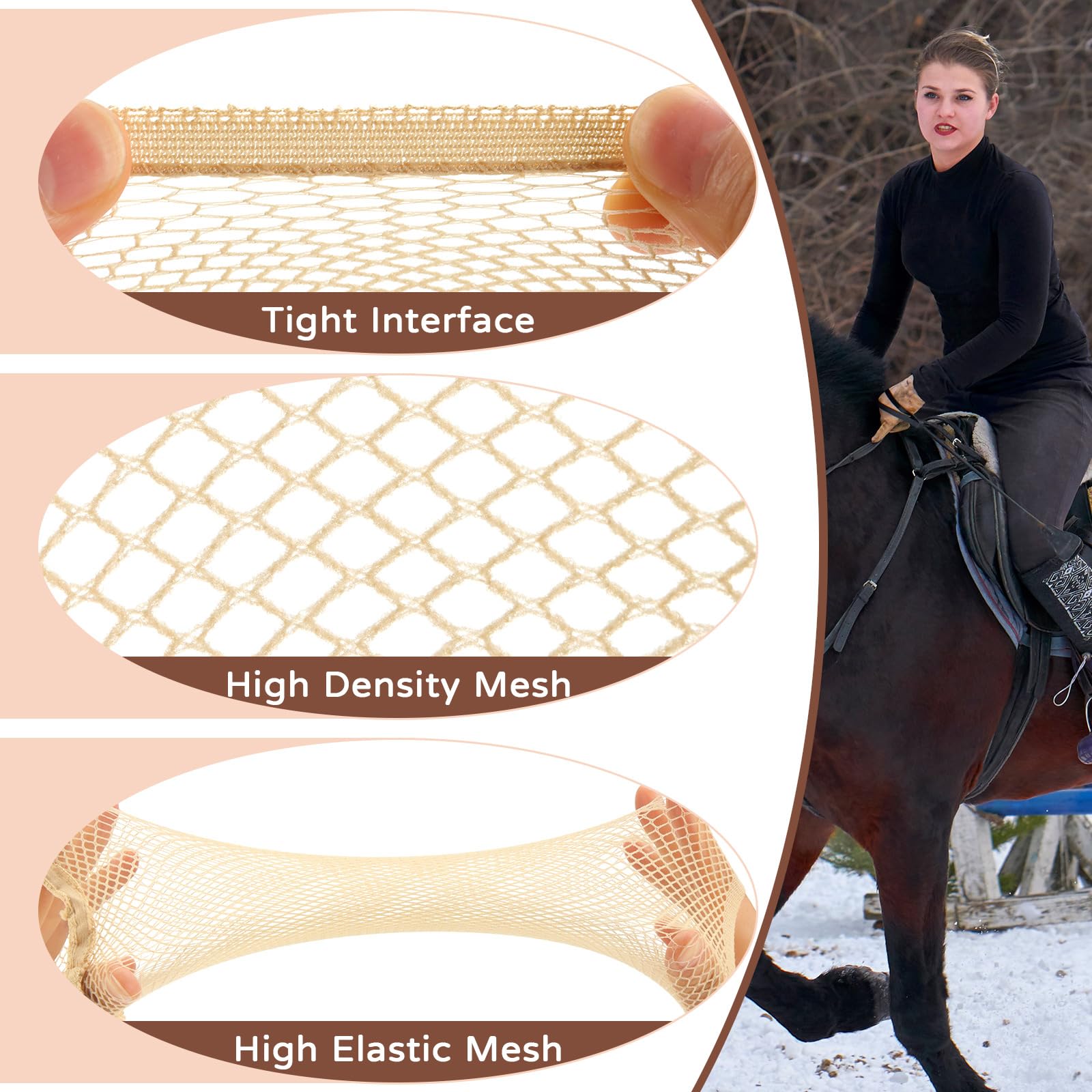 Yuxung 4 Pieces Equestrian Hair Net Women Ride Hair Net No Knot Cap Weaving Caps Wig for Long and Short(Blonde, Brown)