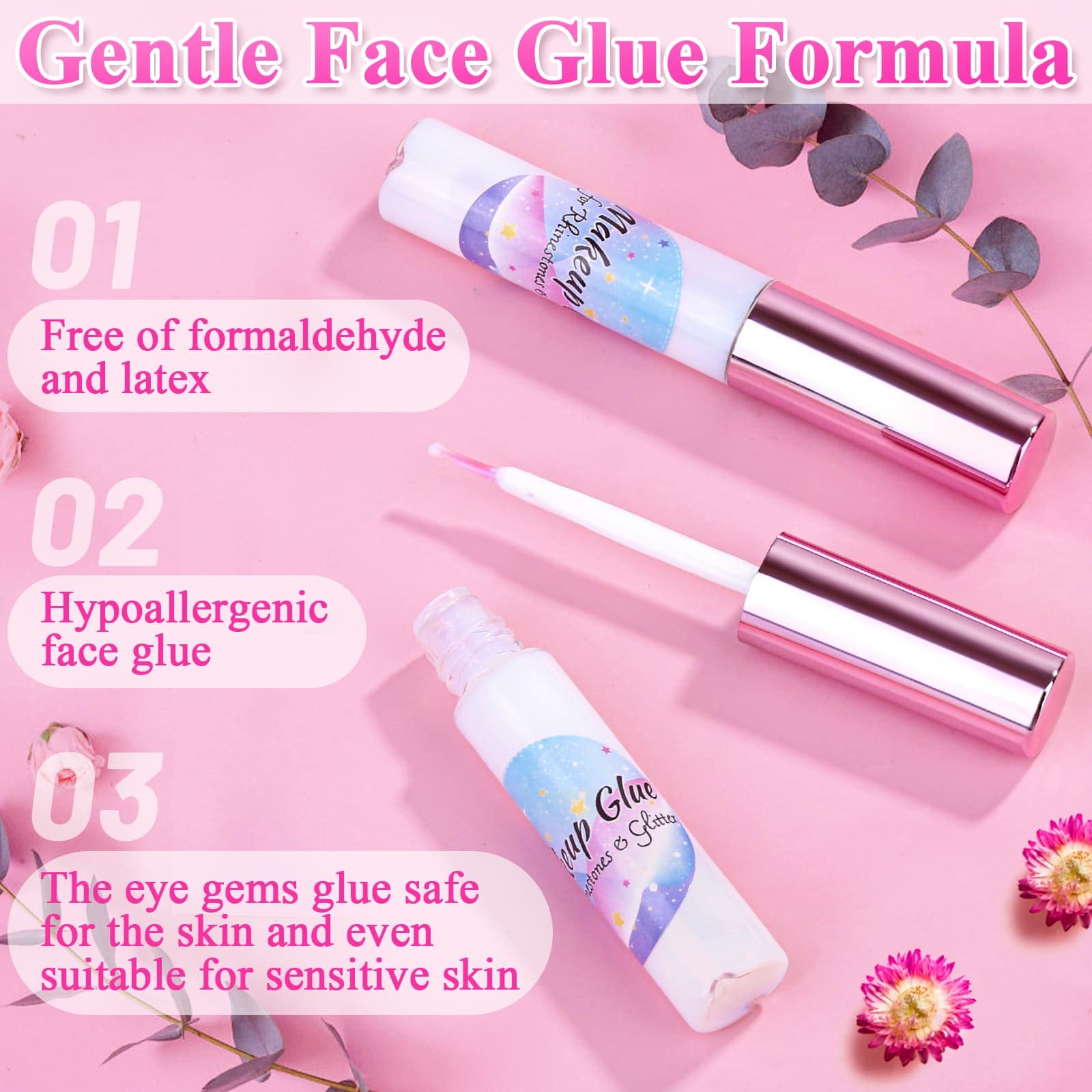 Face Makeup Glue For Rhinestones, Shynek Cosmetic Face Glitter Glue Long Lasting Waterproof Face Glue Adhesive For Eye Jewels Fa