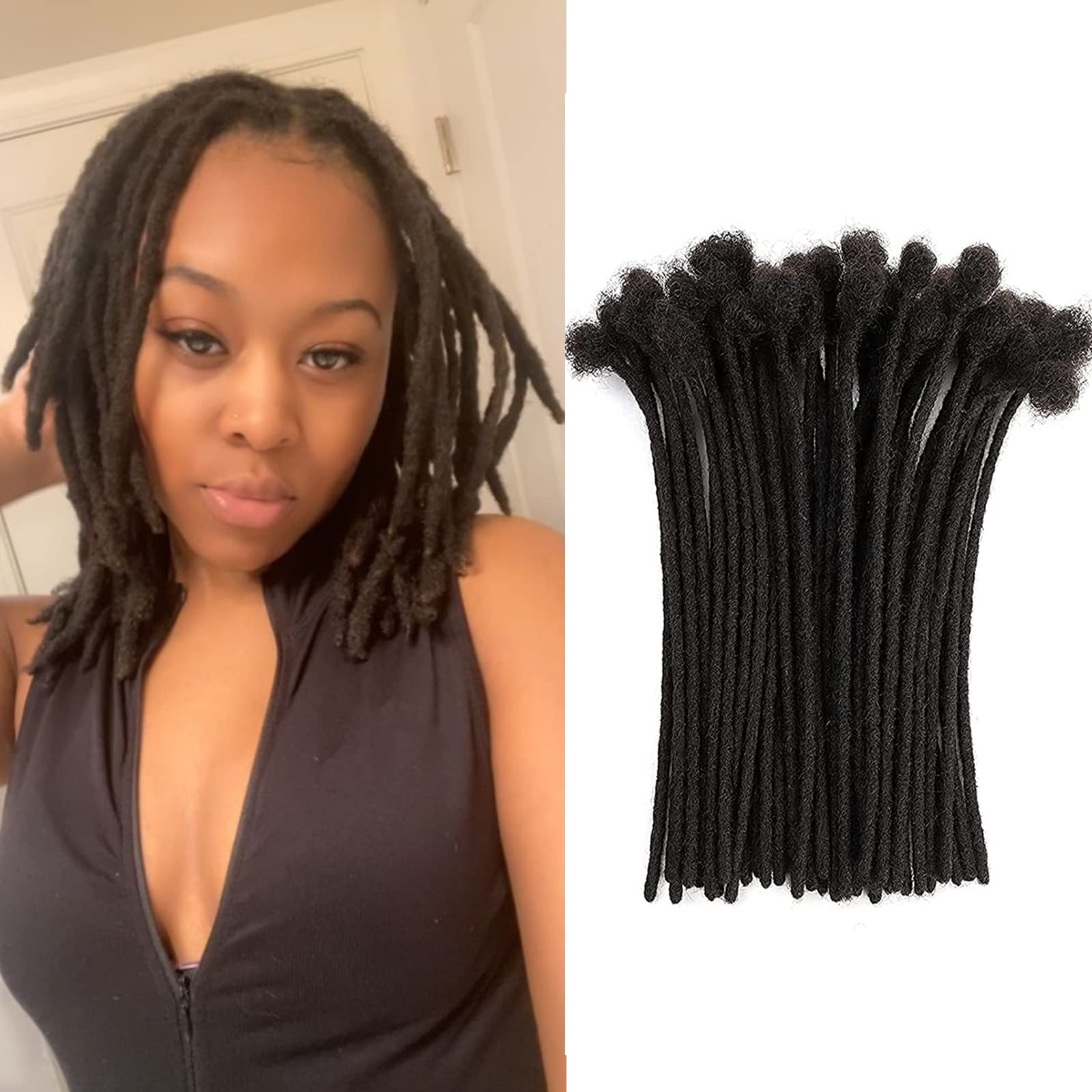 10 Inch Loc Extensions 100% Real Human Hair 30 Strands 0.4cm Width Full Handmade Permanent Dreadlock Extensions Human Hair For W