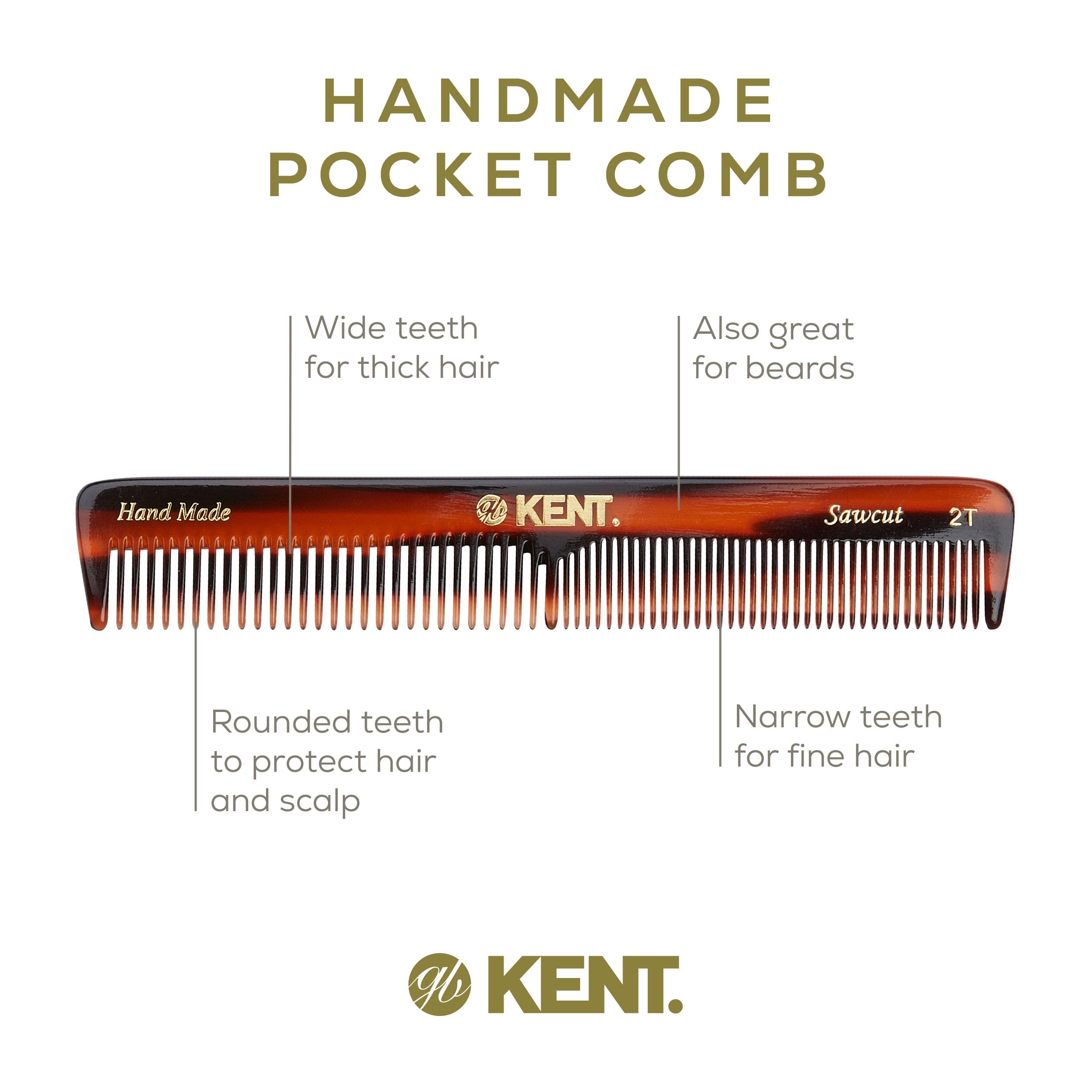 Kent 2T 6 Inch Double Tooth Hair Dressing Comb, Fine And Wide Tooth Dresser Comb For Hair, Beard And Mustache, Coarse And Fine H