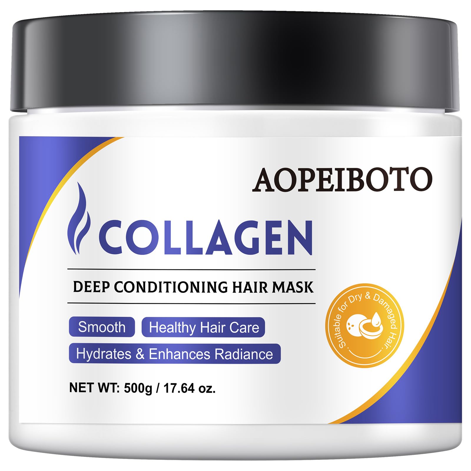 AOPEIBOTO Deep Conditioning Hair Mask for Damaged Hair, Hairmask for Dry Hair & All Hair Types, Hydrating, Smoothing, Strengthen