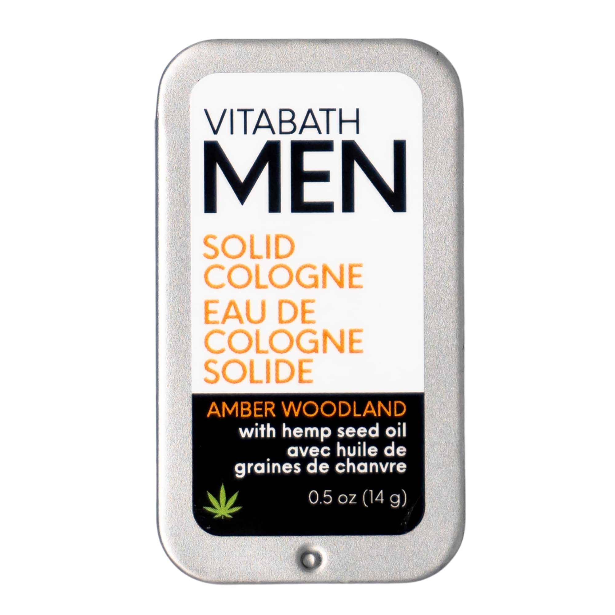 Vitabath Men's Solid Cologne Invigorating Crisp Cool Water & White Woods All Over Lasting Amber & Woodland Fragrance with Skin-L