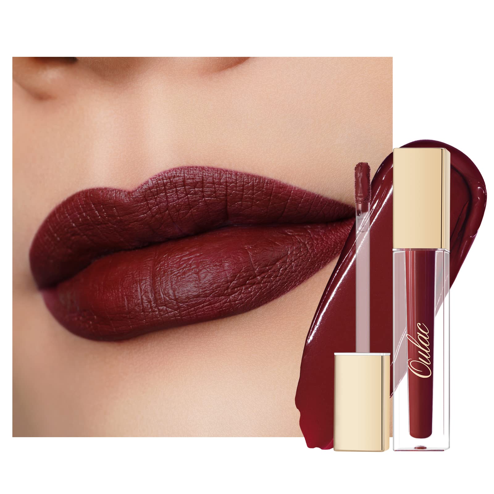 Oulac Matte Liquid Dark Red Lipstick For Women, Long Lasting Lipstick, Waterproof Lip Stain, No Transfer, Creamy High Pigmented