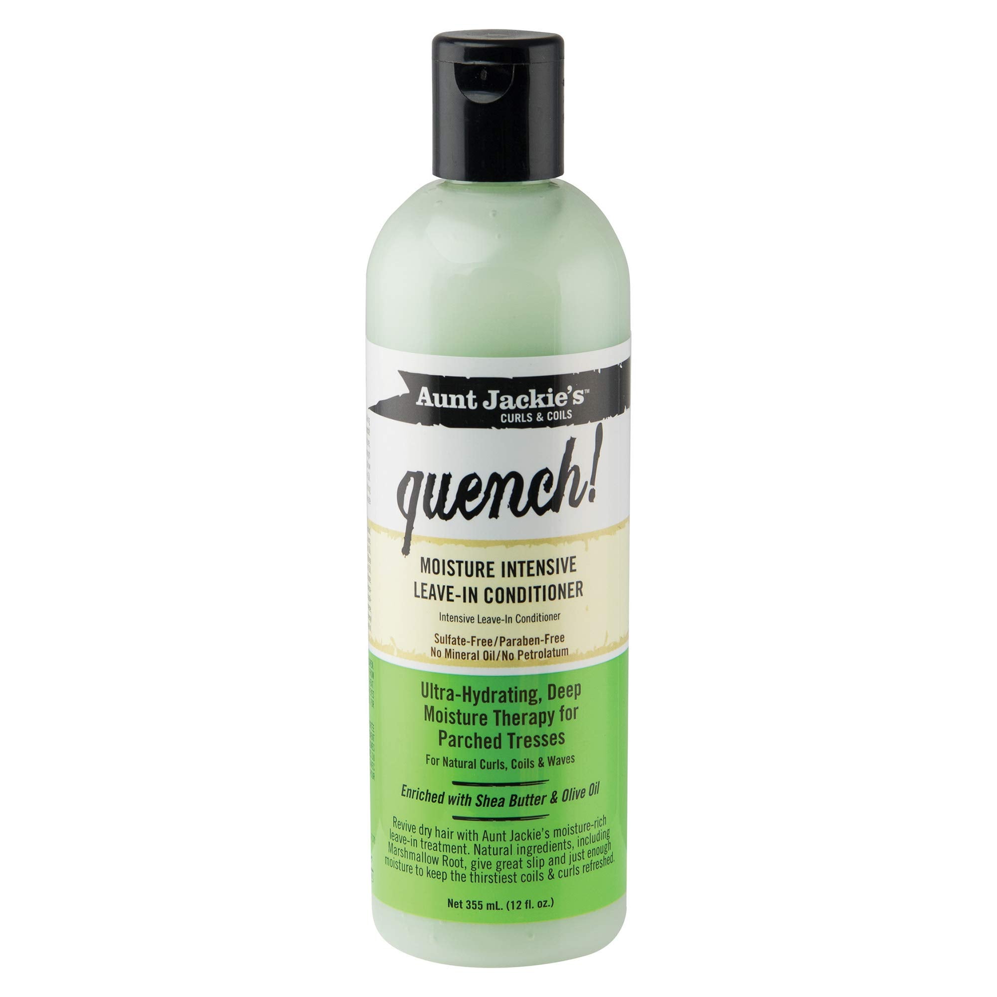Aunt Jackie's Curls and Coils Quench Moisture Intensive Leave-In Hair Conditioner for Natural Curls, Coils and Waves, Enriched w