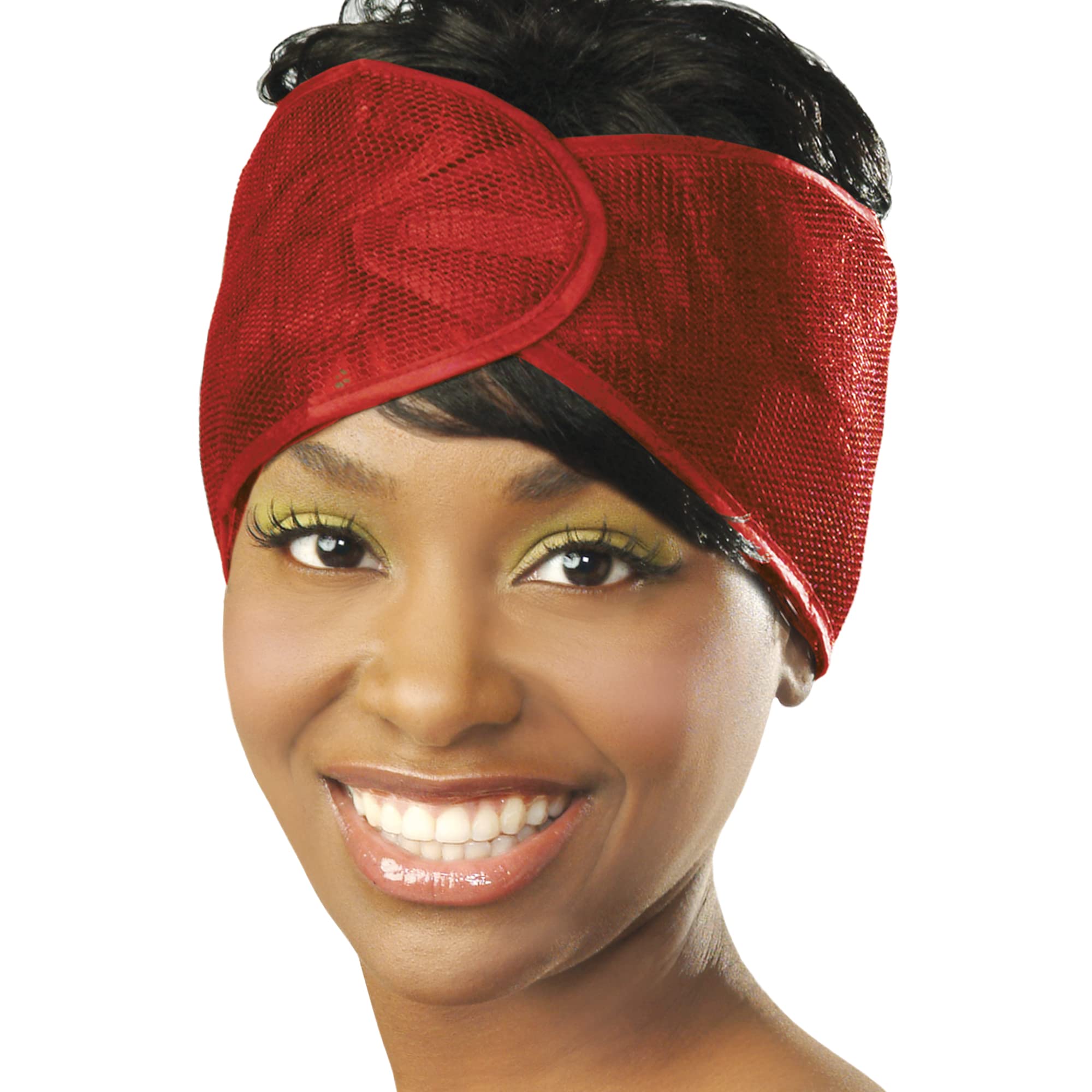 DONNA Extra Large Silk Wrap HEADBAND, Mesh Wrap for Women's Hair, Face Wash, Makeup Accessories, 1PC RED COLOR
