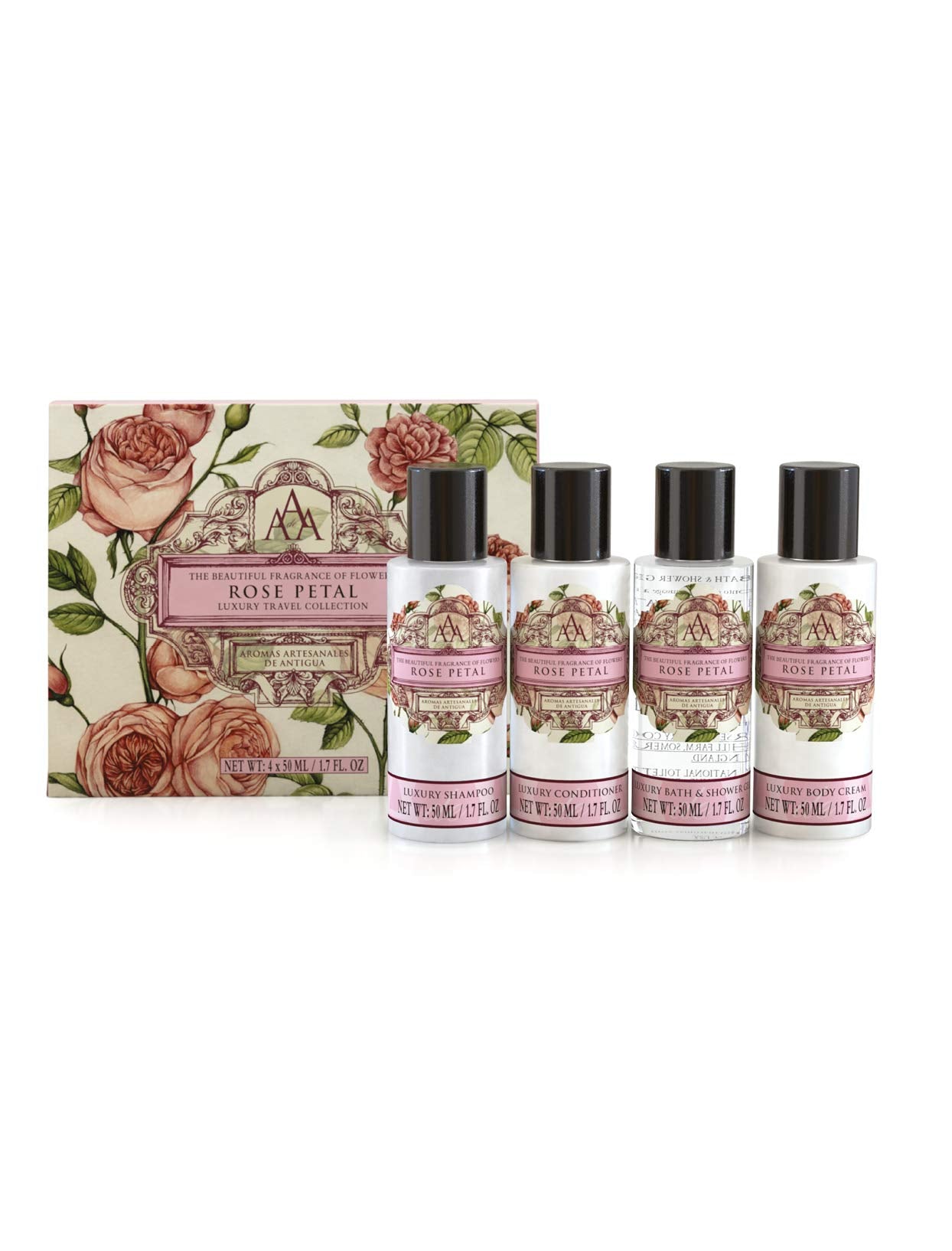 AAA Floral - 4 x 50 ml - Travel & Gift Collection (Shower Gel, Body Lotion, Shampoo & Conditioner) - (White Jasmine) - TSA/Airpo