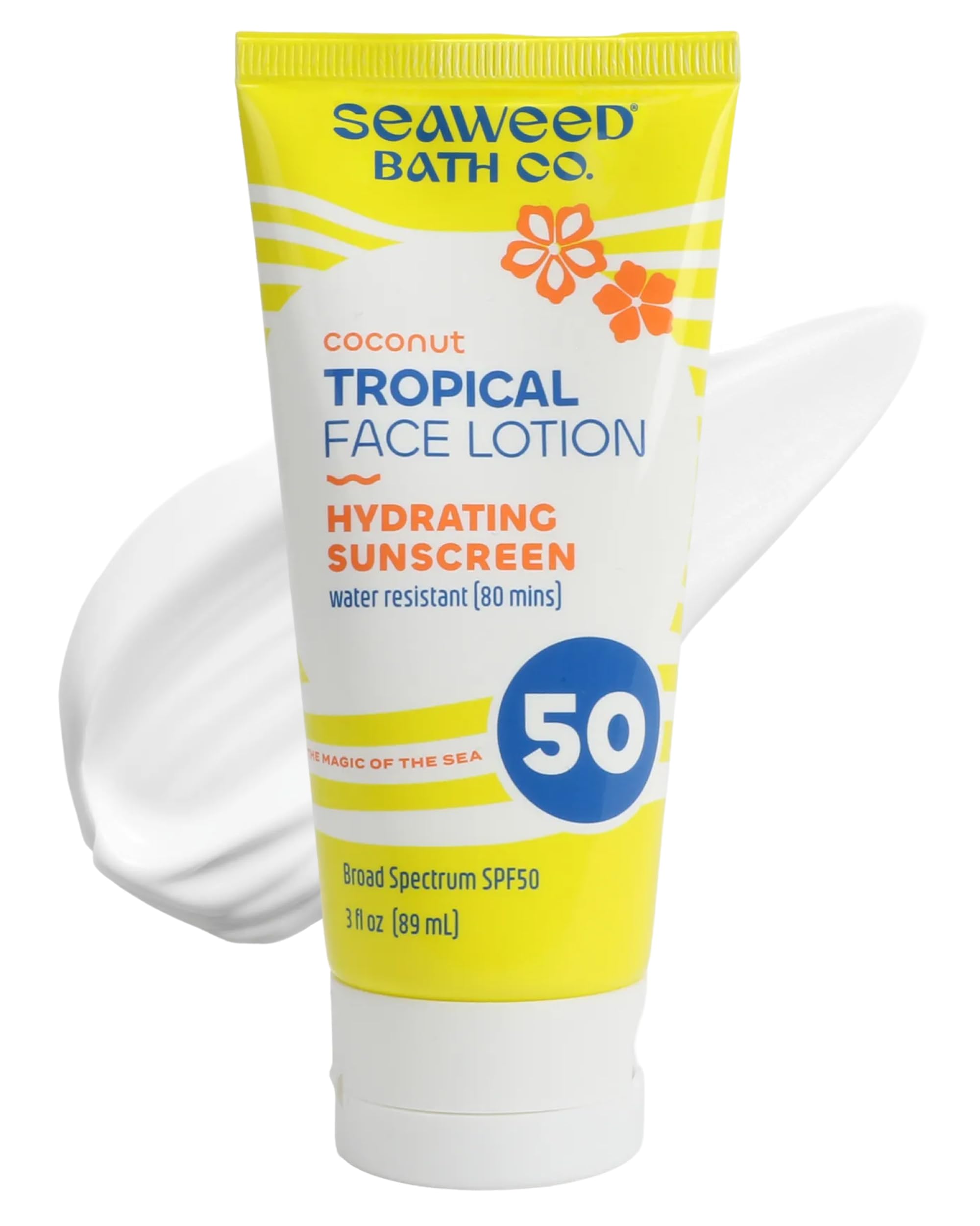 Seaweed Bath Co. Tropical Face Lotion SPF 50 - Hydrating Lightweight Facial Sunscreen with Broad Spectrum UVA UVB Protection - N