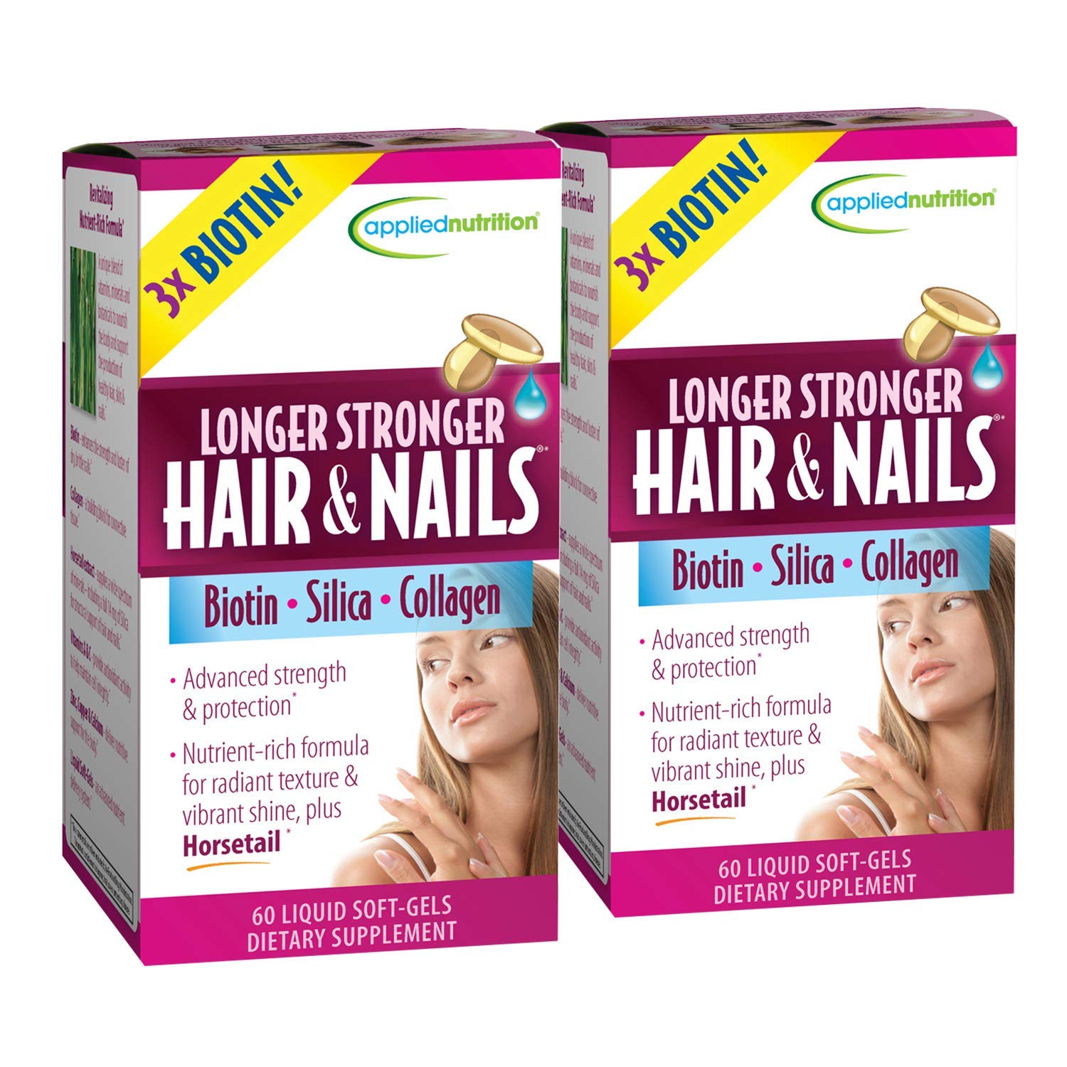 Applied Nutrition Longer, Stronger Hair and Nails 60-Count (Pack 2)