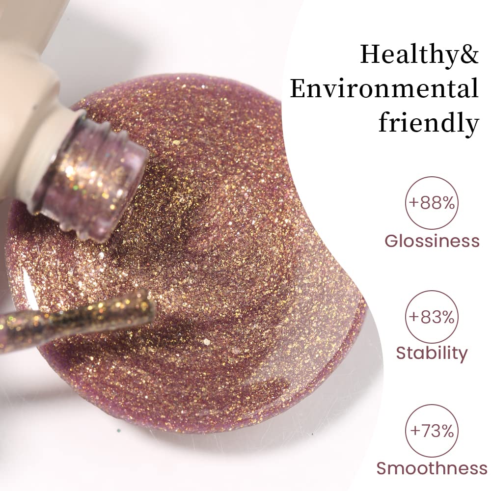 Maychao 15Ml Gel Nail Polish 1Pc Shimmer Glitter Purple Gel Polish Soak Off Uv Led Nail Polish Nail Art Starter Manicure Salon D