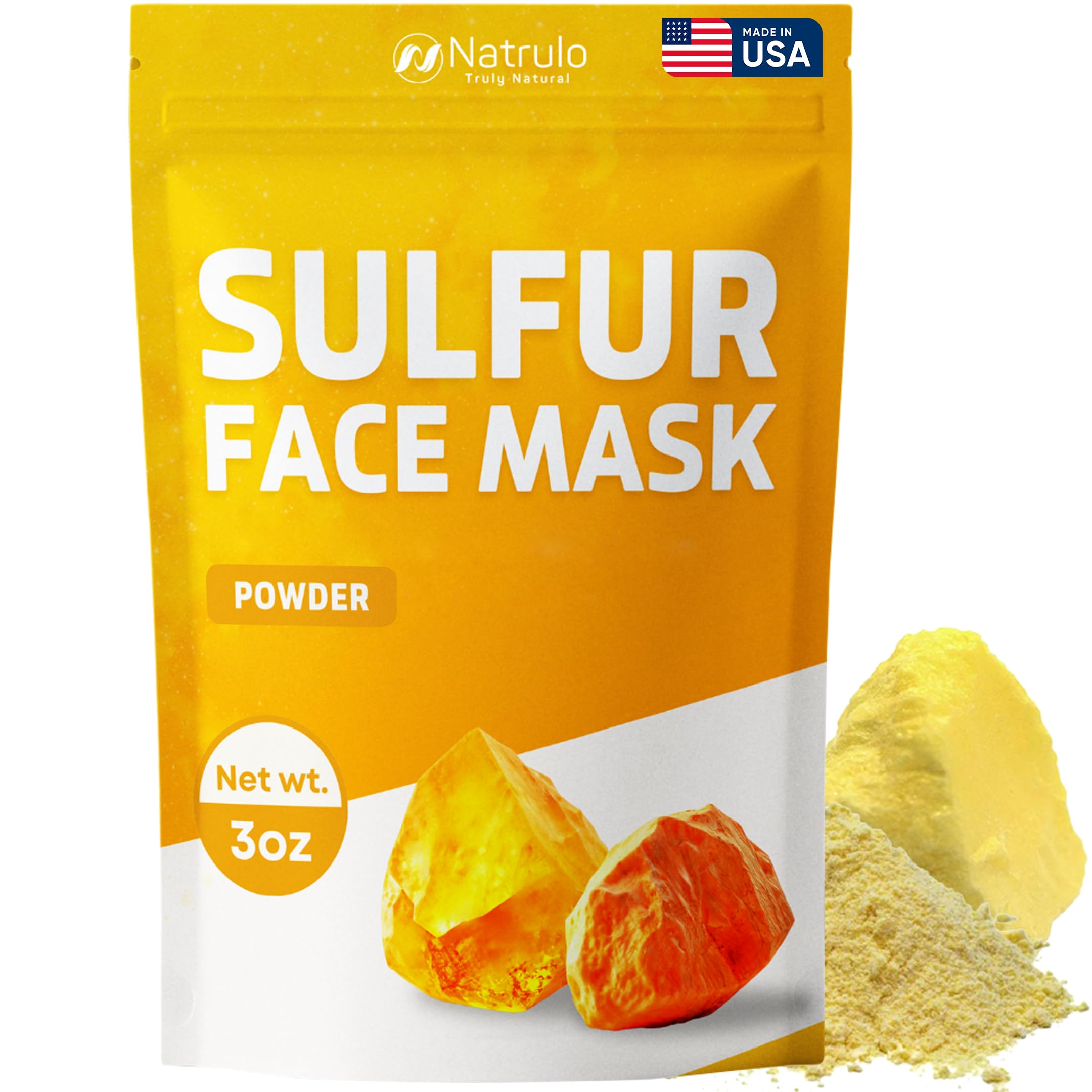 Sulfur Face Mask  All Natural Brightening Facial Clay Mask Powder  Glowing Skincare for Oily & BlemishProne Looking Skin  Su