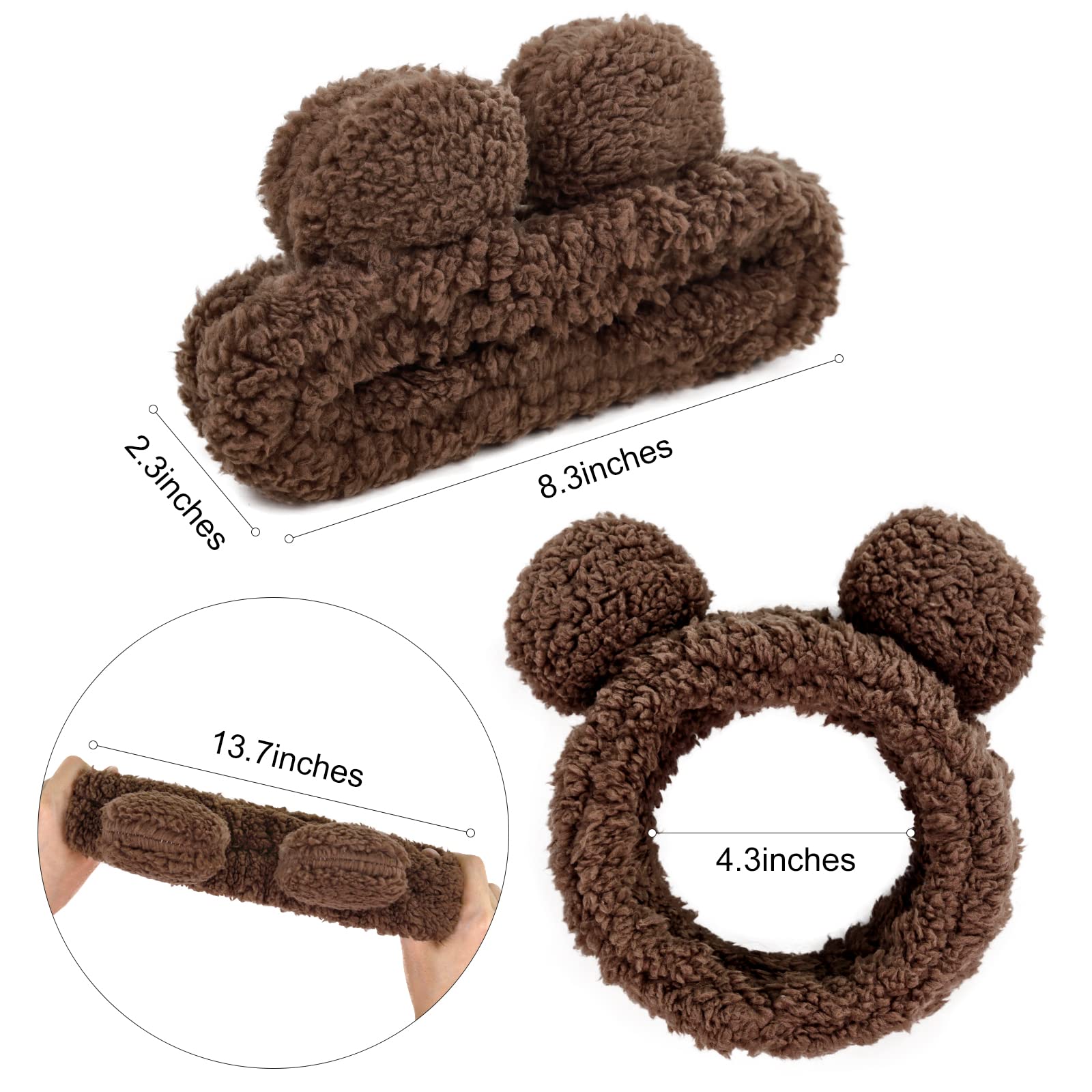 Huachi Spa Headbands For Women Girls Face Washing Makeup Cute Bear Ears Hair Bands Korean Elastic Fluffy Beauty Accessories, Bro