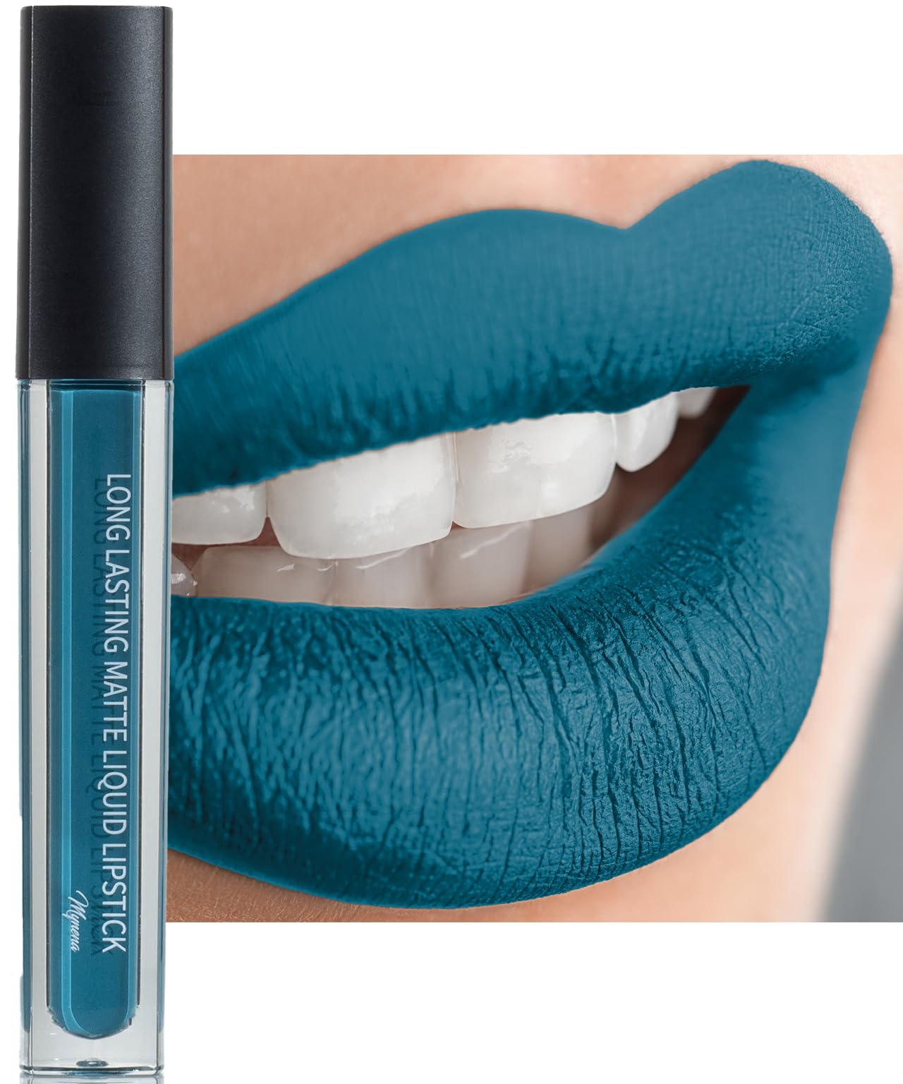 Mynena Teal Blue Long-Lasting Matte Liquid Lipstick | Intense Color, Smudge-Proof & Waterproof | Comfortable, Hydrating Shea But