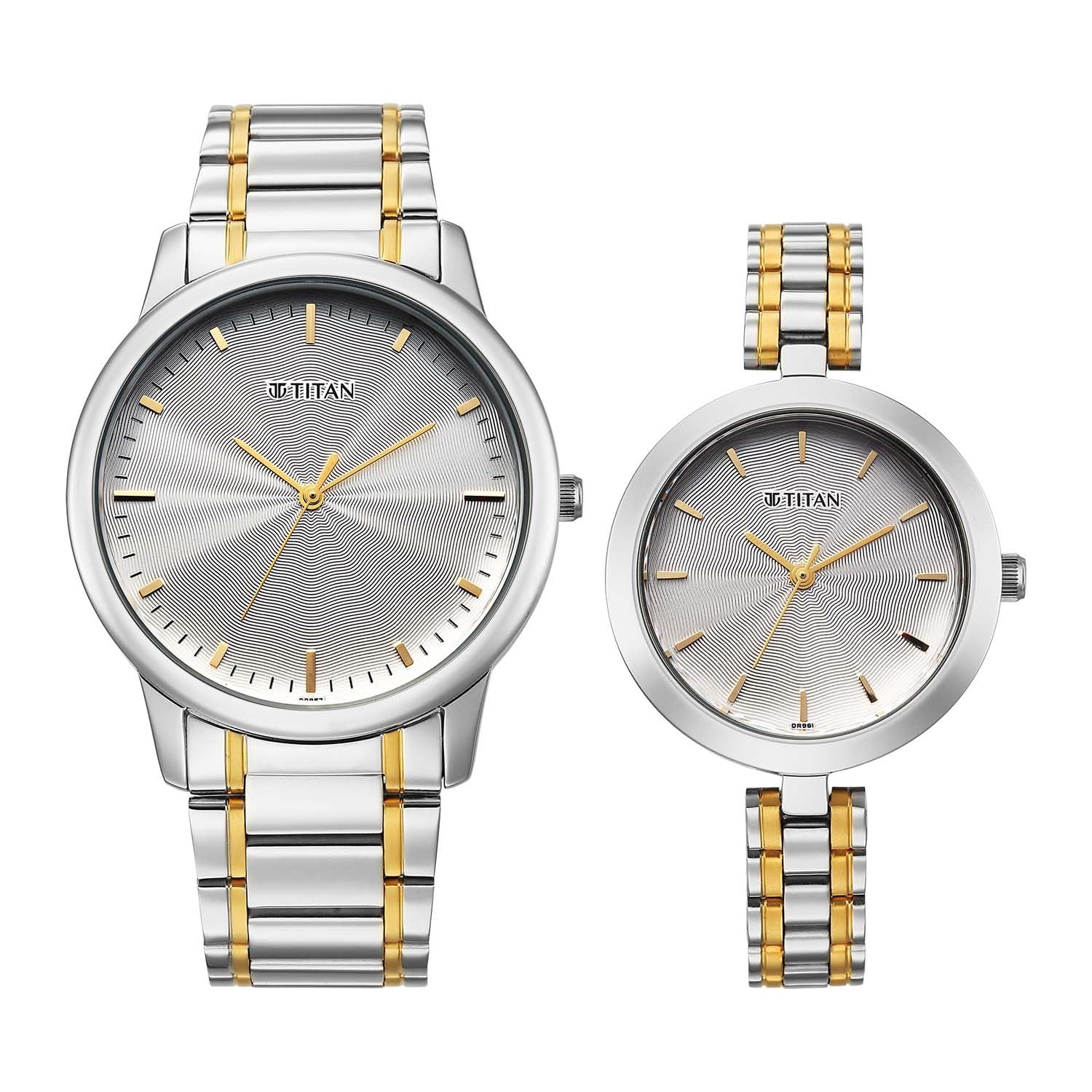 Titan Bandhan Eternal Pair Analog With Silver Dial Dual Tone Stainless Steel Strap Watch For Couples  19692969Bm01