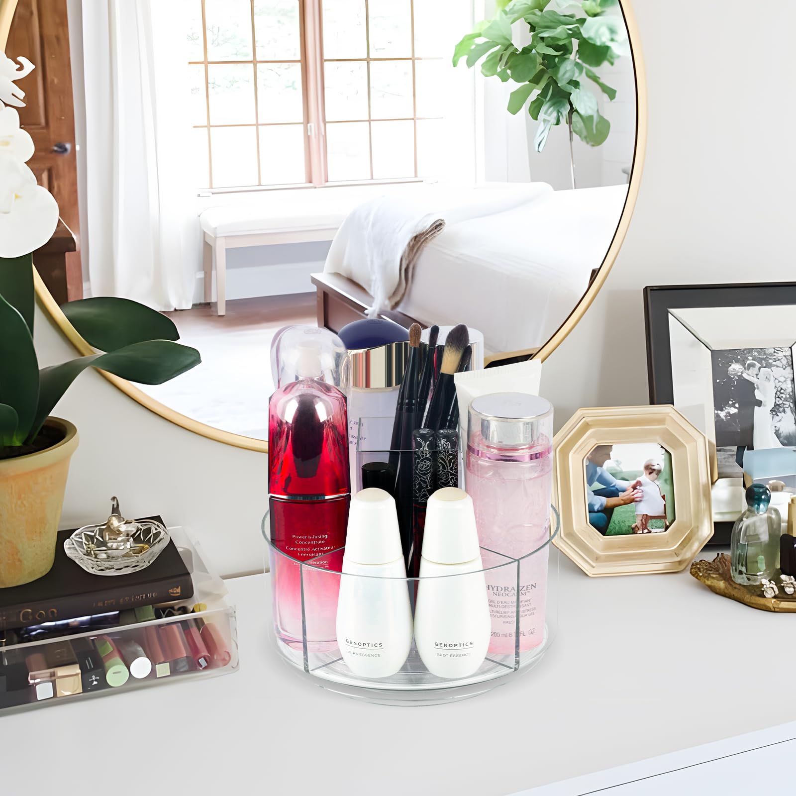 360 Rotating Makeup Organizer Clear Lazy Susan Organizer For Vanity, Cosmetic Display Cases For Bathroom Countertop, Makeup Stor