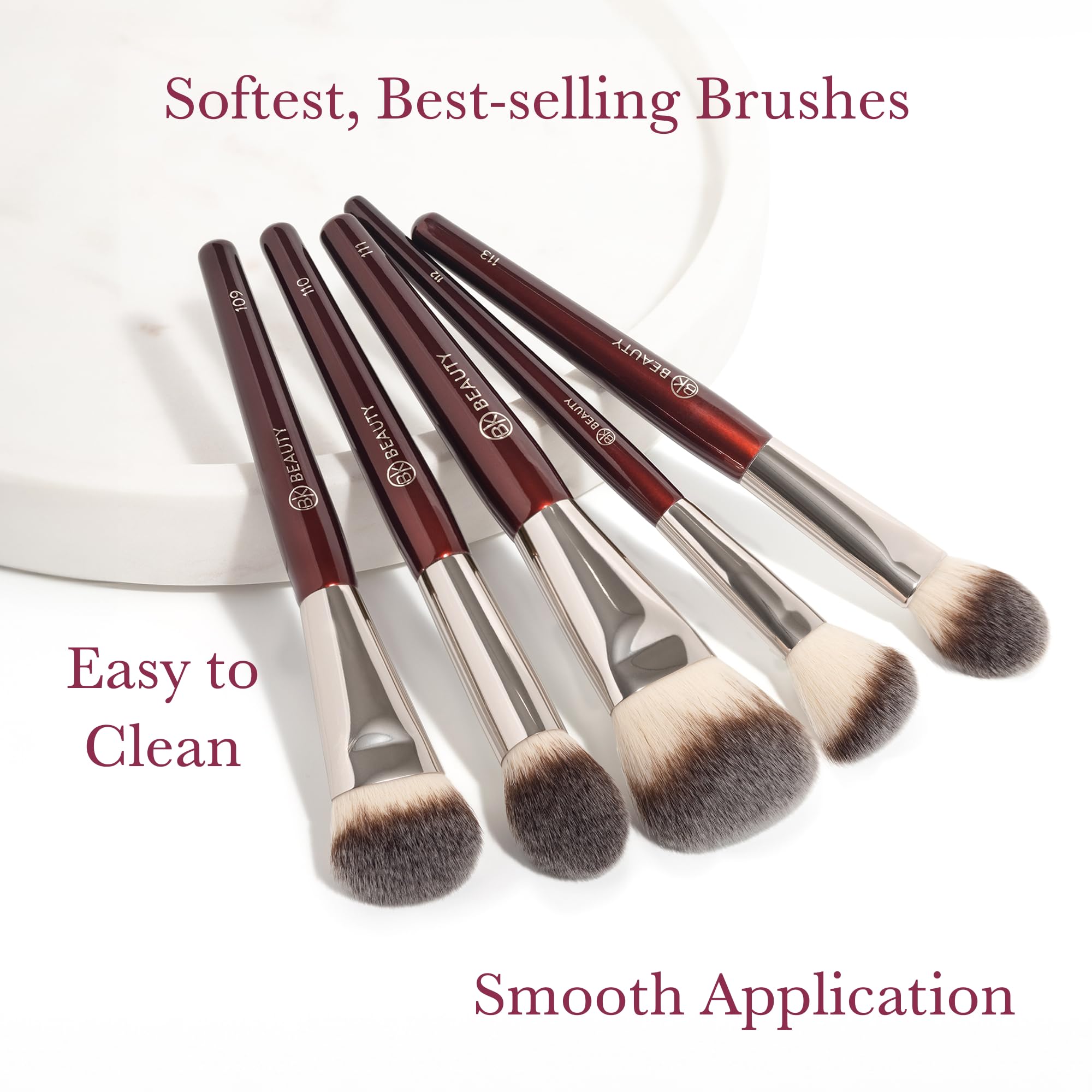 Bk Beauty - Core Line Extension Face Set (5Pc) - Professional Makeup Brush Set For Liquid, Cream & Powder | Premium Makeup Brush