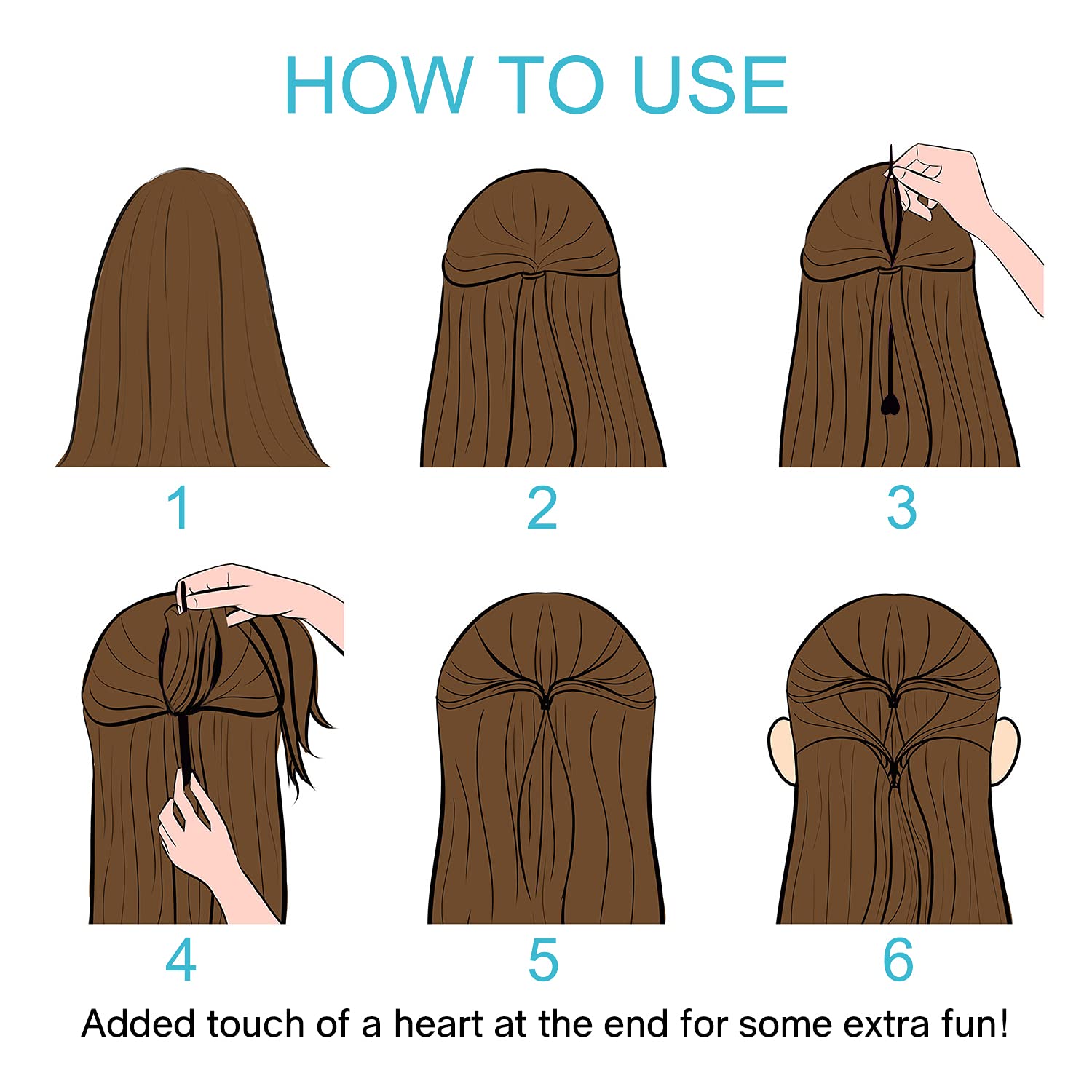 Hoyols 12pcs Quick Topsy Tail Hair Beader Tool for Braiding Hair Beads on Braids Threader Braider Loop Tool for Kids Girls Strin