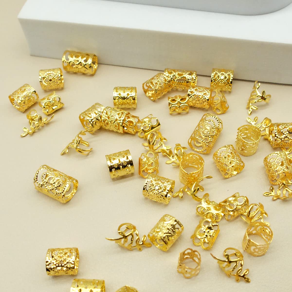 100pcs Gold Hair Jewelry for Braids Loc Jewelry Rings for Hair Adjustable Cuffs Dreadlocks Hair Beads for Women Braids Accessori