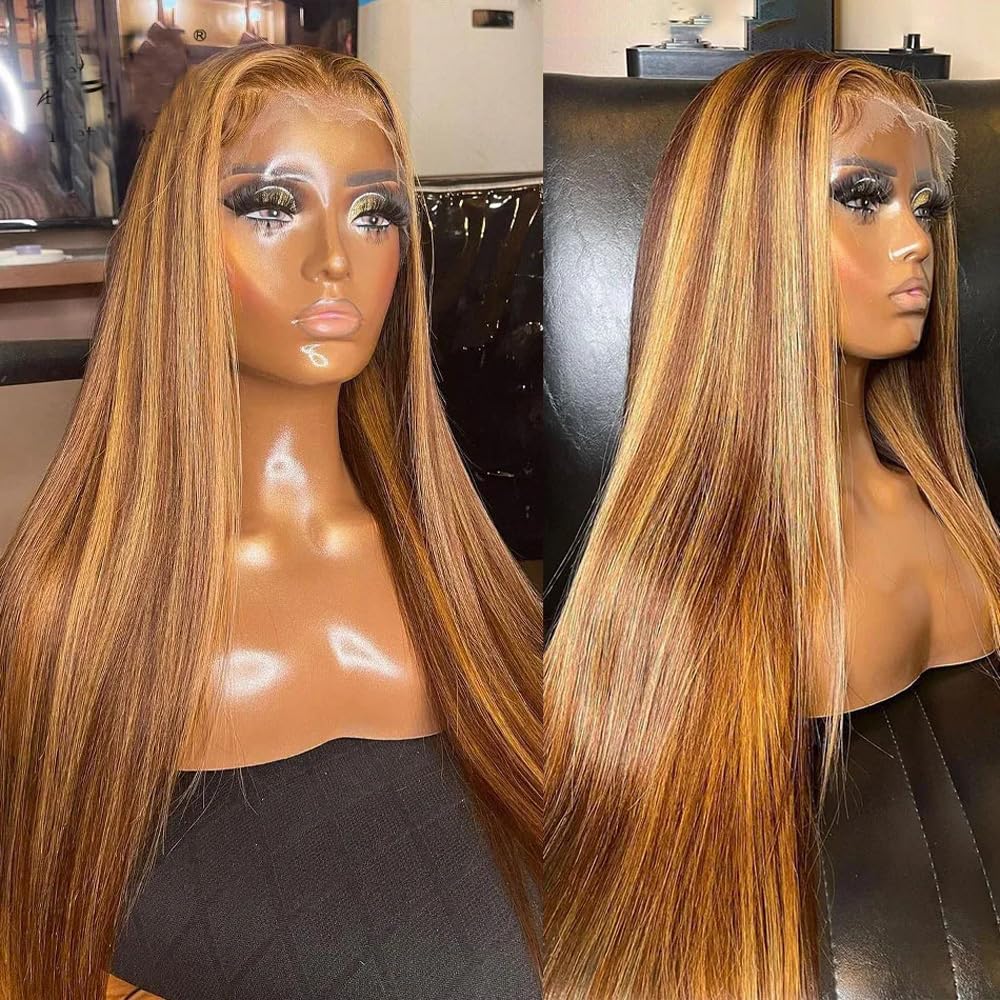 Metamuclia Honey Blonde 13X4 Hd Lace Front Wig Human Hair Highlight Straight Lace Frontal Wigs Human Hair Pre Plucked 22 Inch 18
