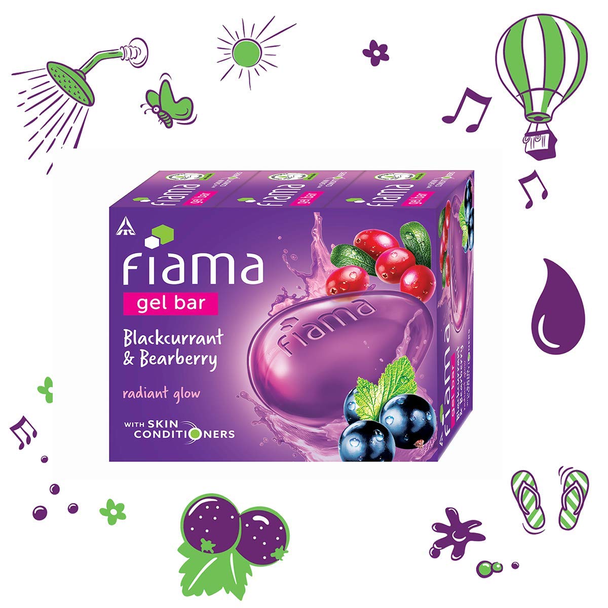 Fiama Di Wills Gel Bar Bearberry & Blackcurrant 125g (Pack of 3)