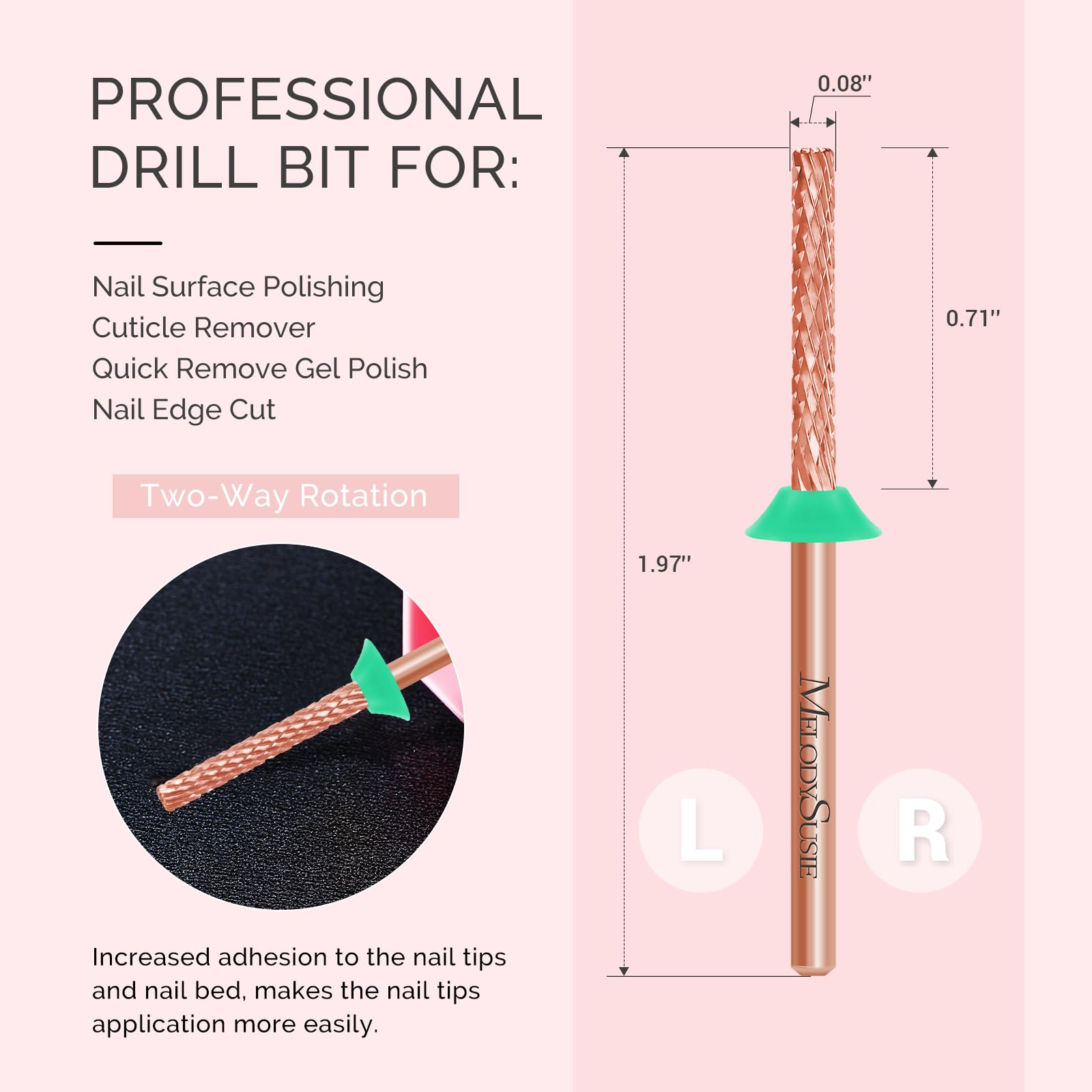 Melodysusie Super Long Mini Barrel Nail Buffer Bit, Professional Safety Carbide Nail Bit For Nail Bed File Cuticle Dead Skin Cle