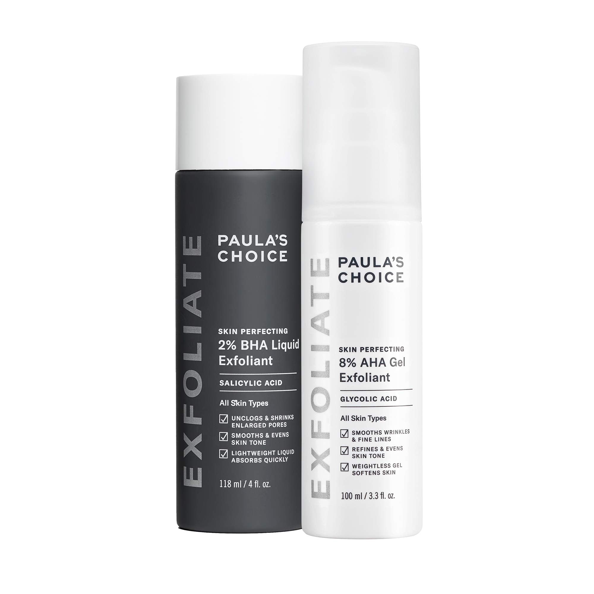 Paula'S Choice Skin Perfecting 8% Aha Gel Exfoliant & 2% Bha Liquid Duo - Facial Exfoliants For Blackheads, Enlarged Pores, Wrin