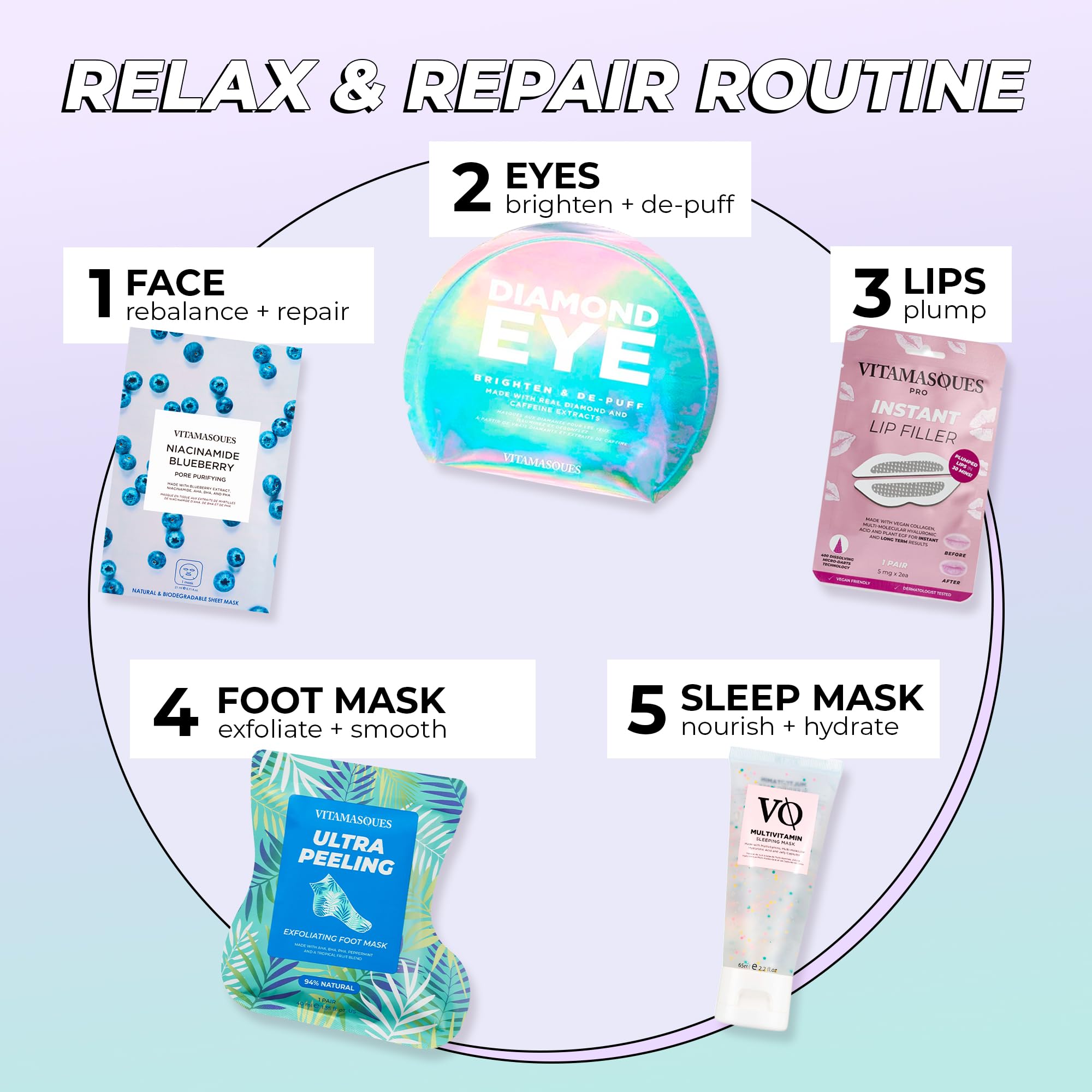 Vitamasques Ultra Foot Peeling Mask, 5 Pack - Exfoliating Foot Peel Mask For Dry Cracked Feet & Dead Skin - Cruelty-Free & Derma