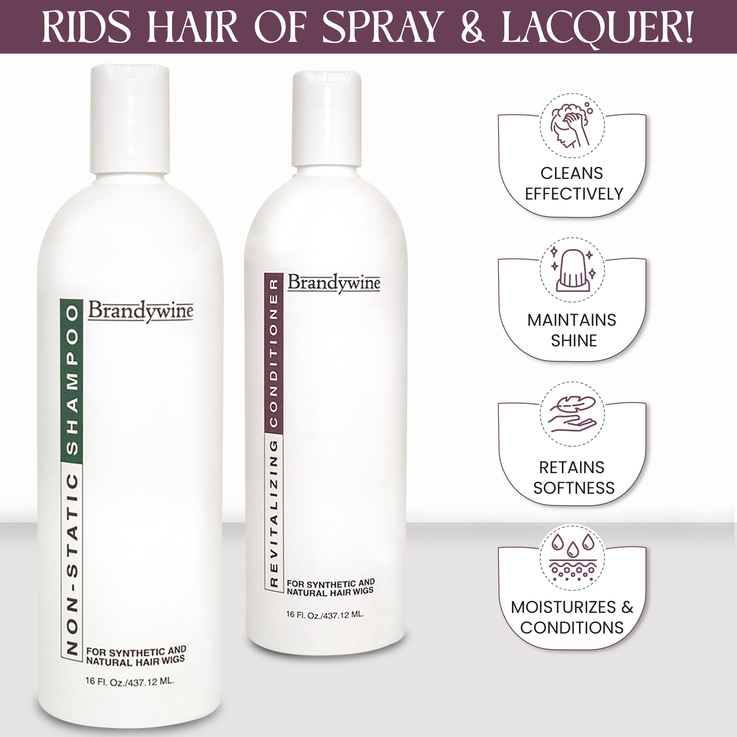 Brandywine Non Static Shampoo & Revitalizing Conditioner 16 Ounce., Value Pack Bundle 2 items
