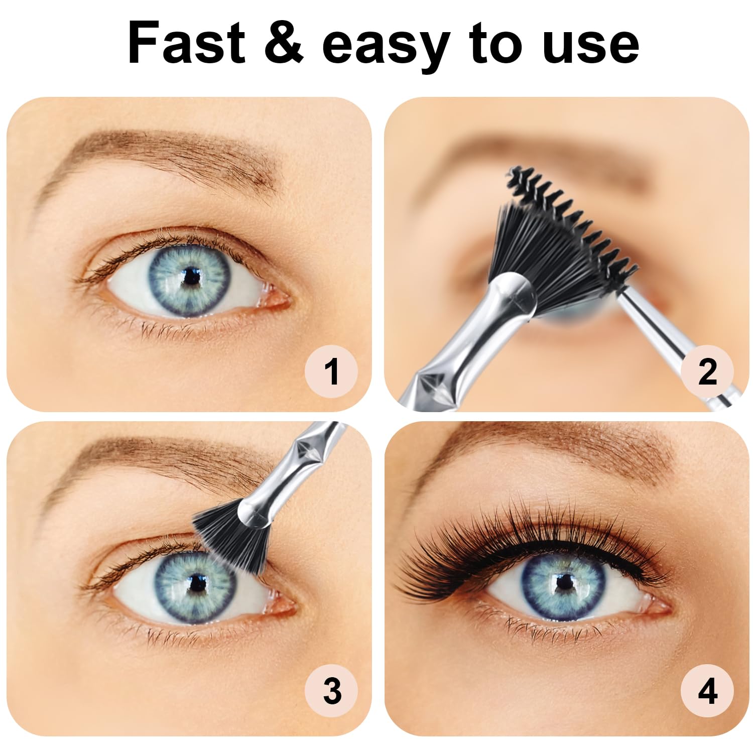5pcs Makeup Brushes, Including Folding Angle Fan-Shaped Mascara Brush Scalloped Lash Brush Eyeliner Brush Foldable Steel Eyelash