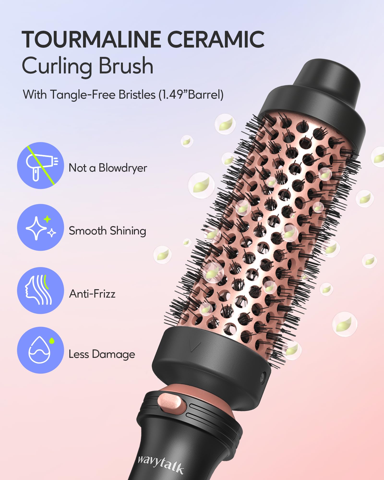 Wavytalk 5 In 1 Curling Iron,Curling Iron Set With Heated Round Brush And 4 Interchangeable Ceramic Curling Wand(0.5   -1.25''),