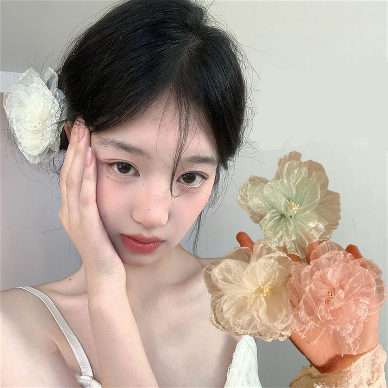 Paderison 3Pcs Hawaiian Flower Hair Clip for Women Flower Hair Clips Hair Flower Clips with Pearl Orchid Hair Clip Hair Accessor