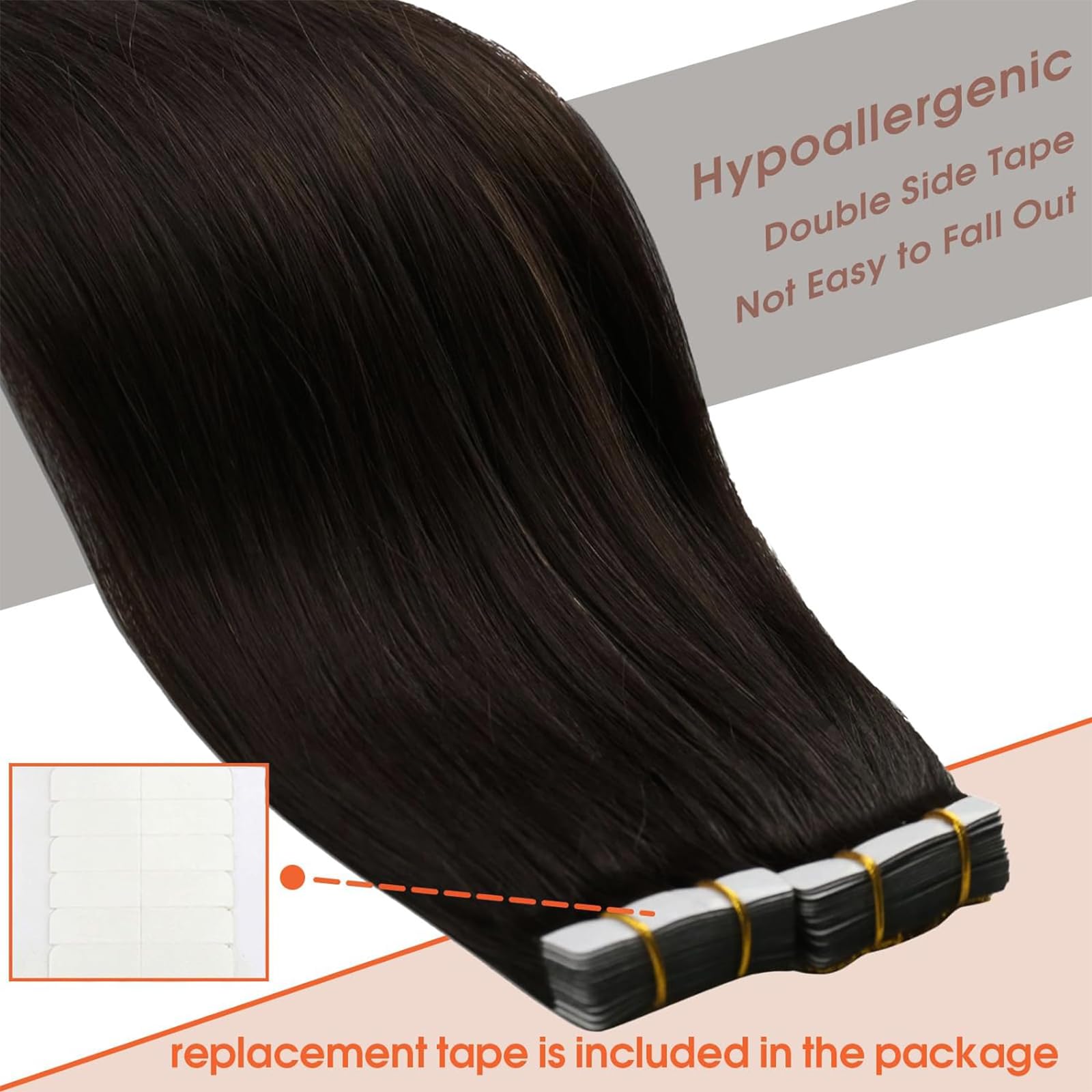 Sunny Hair Tape In Hair Extensions Human Hair Brown Invisible Tape In Hair Extensions Darkest Brown Tape In Real Hair Extensions