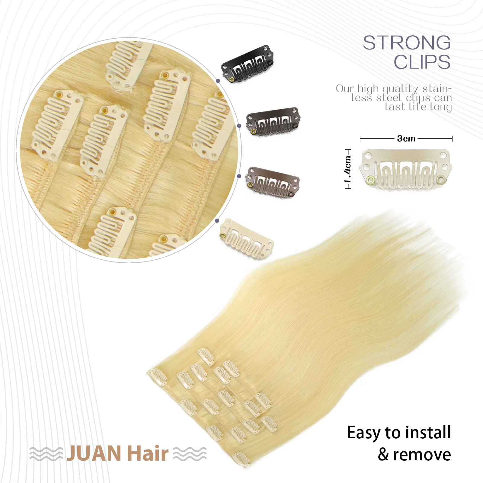 Aison Bleach Blonde Clip in Hair Extensions 70G 100% Remy Human Hair Clip ins Hair Extensions Real Human Hair 7pcs 16clips One P