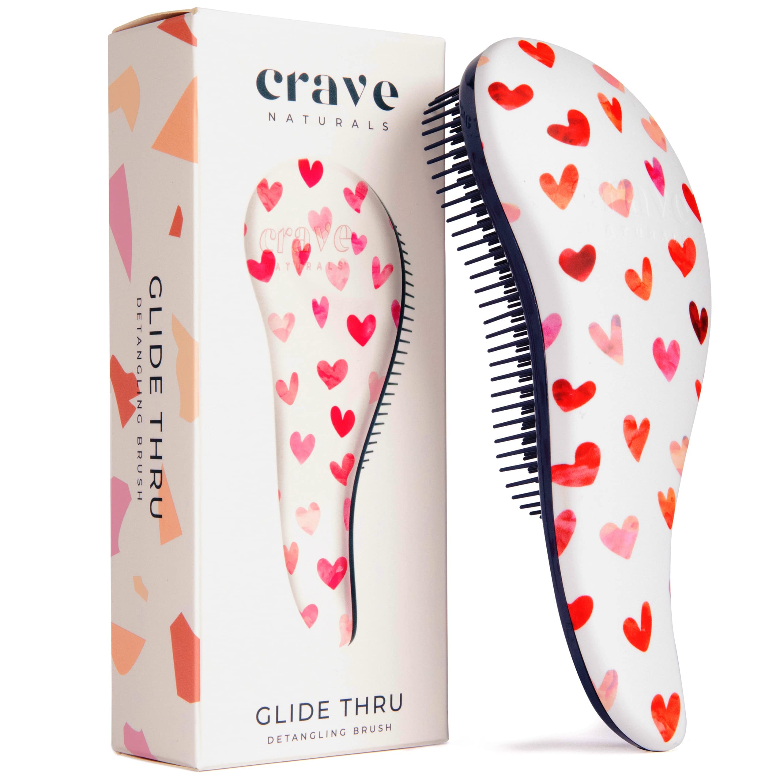 Crave Naturals Glide Thru Detangling Hair Brush for Adults & Kids Hair - Detangler Brush for Natural, Curly, Straight, Wet or Dr