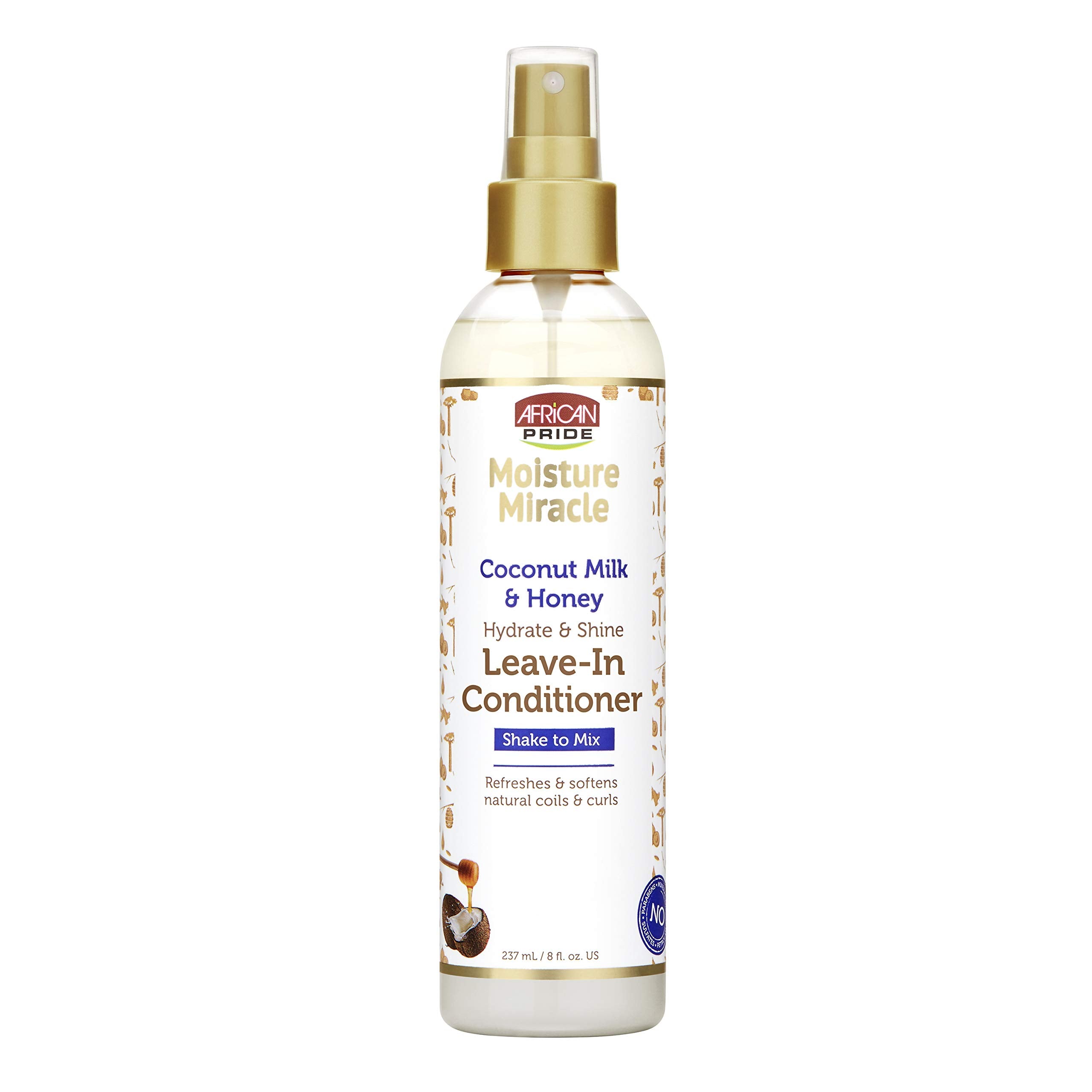 African Pride Moisture Miracle Coconut Milk & Honey Leave-In Conditioner - Refreshes & Softens Natural Coils & Curls, Hydrates &