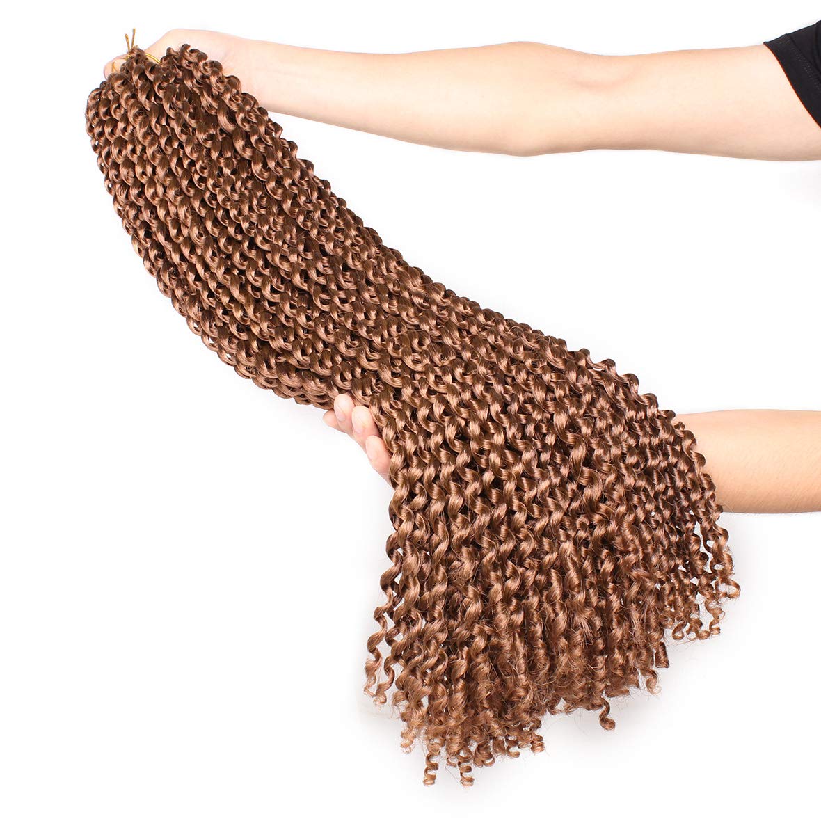 Leeven 2 Packs 24 Inch Passion Twist Hair Long Bohemian Water Wave Crochet Hair For Butterfly Locs Braiding Hair Brown Curly Syn