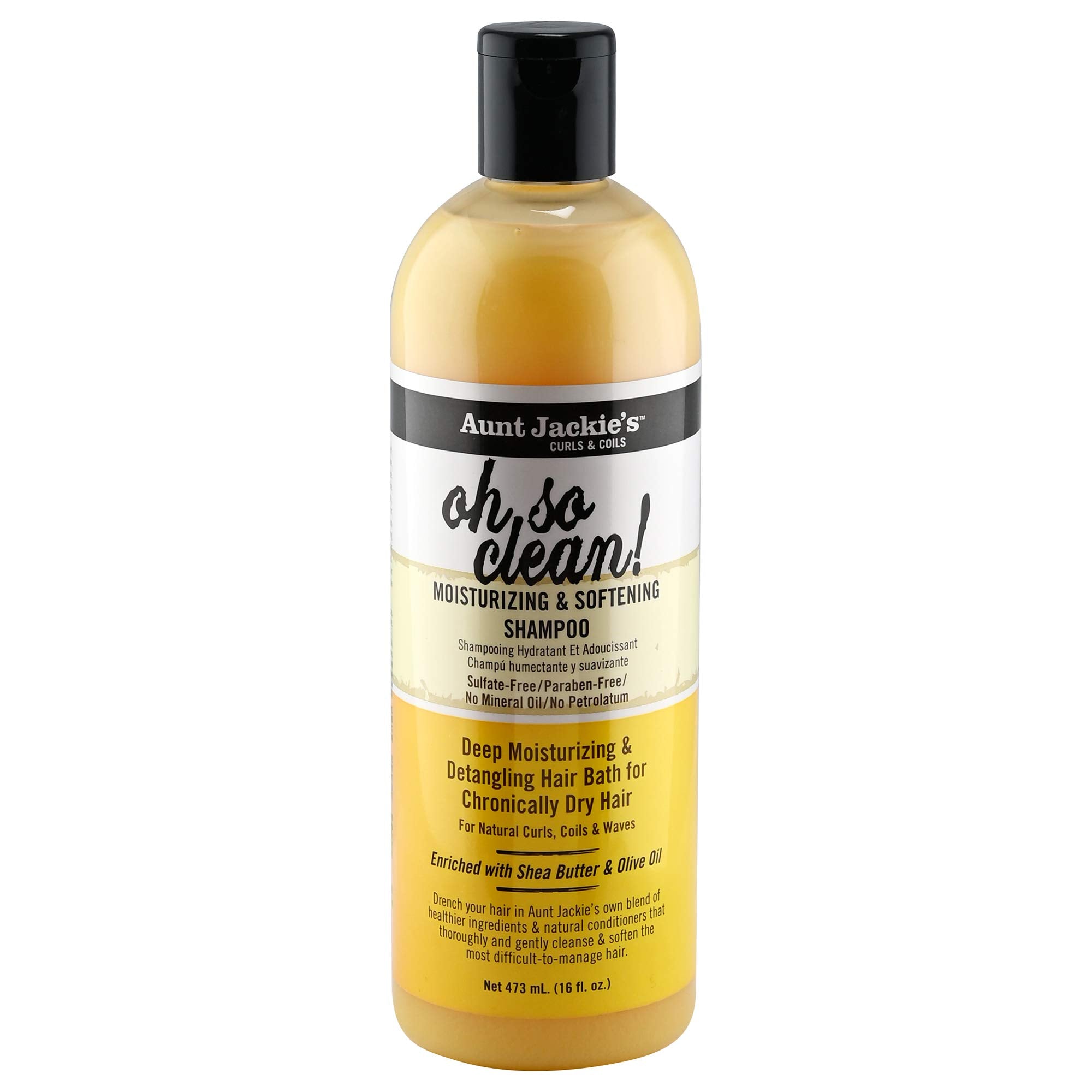 Aunt Jackie's Curls and Coils Oh So Clean Deep Moisturizing and Softening Hair Shampoo for Natural Curls, Coils and Waves, Enric
