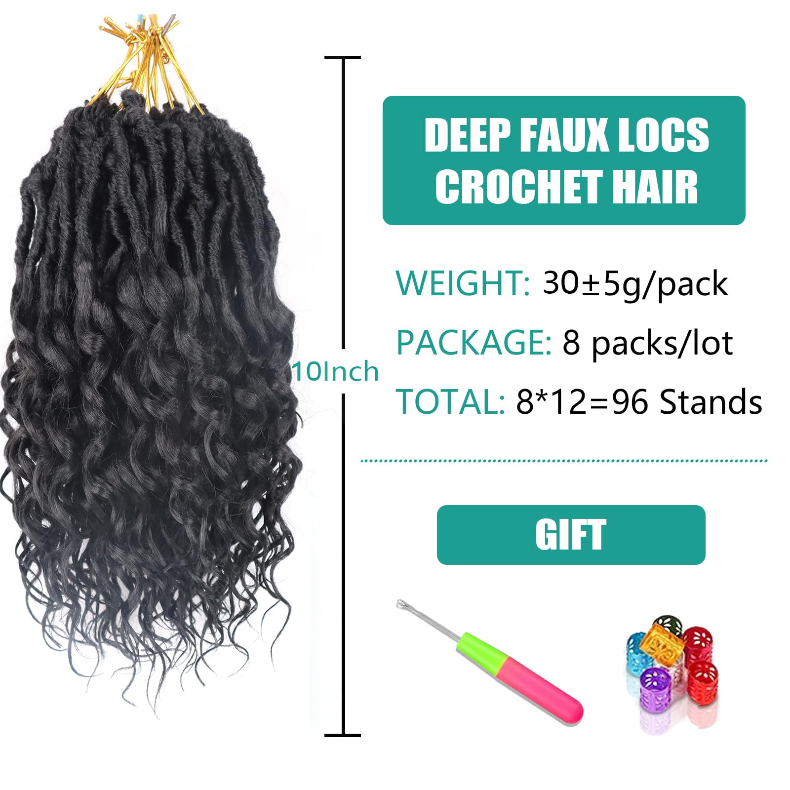 Deep Faux Locs Crochet Hair 10 Inch 8 Packs Goddess Locs Crochet Hair Soft Locs Crochet Braids With Curly Ends Pre Looped Deep W
