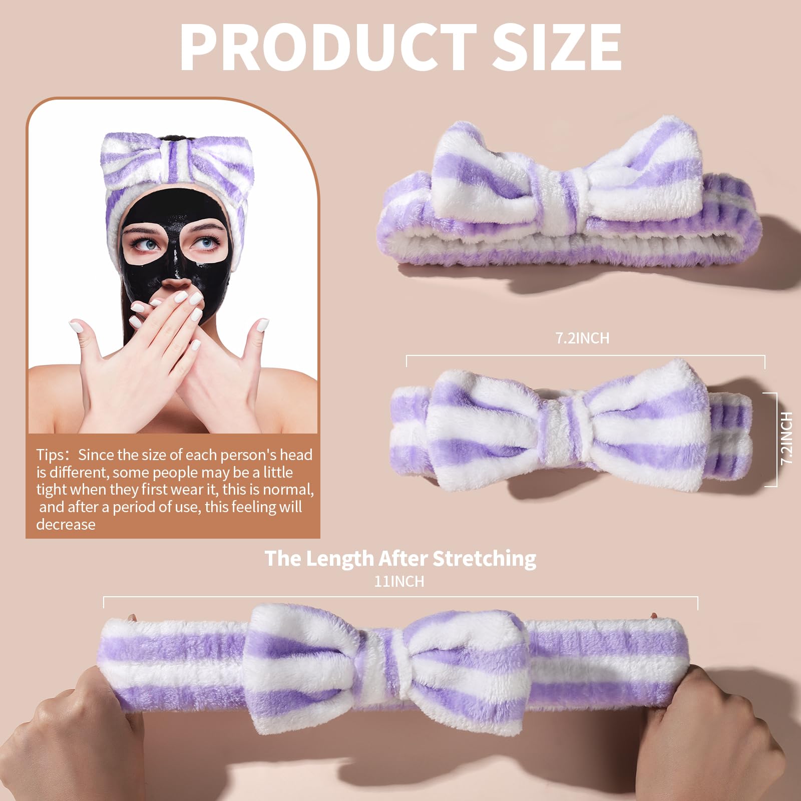 Teenitor Hairband, 5Pcs Makeup Headband With Removable Bow, Spa Headband For Washing Face, Makeup, Shower, Microfiber Headband F