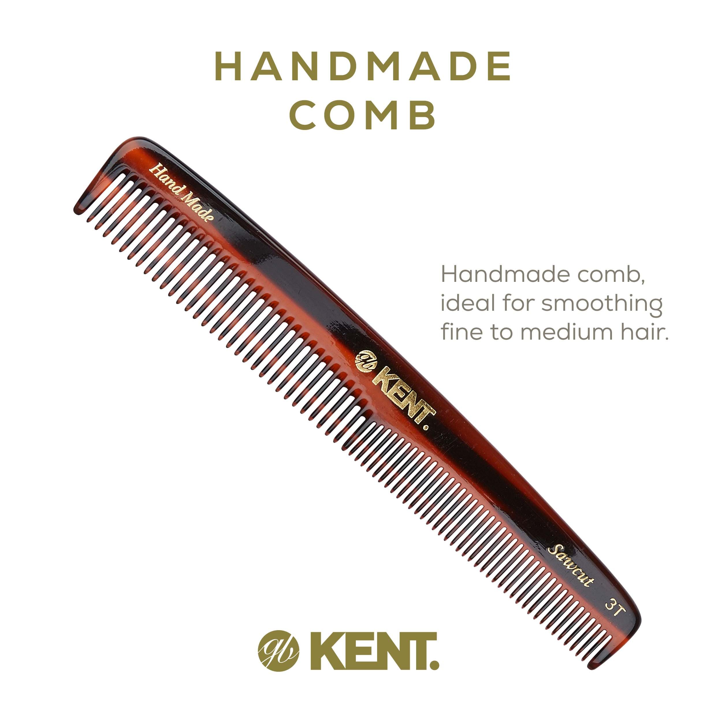Kent 3T 6.5 Inch Double Tooth Dressing Comb, Fine and Wide Tooth Grooming Comb for Hair, Beard, Mustache and Styling for Men, Wo