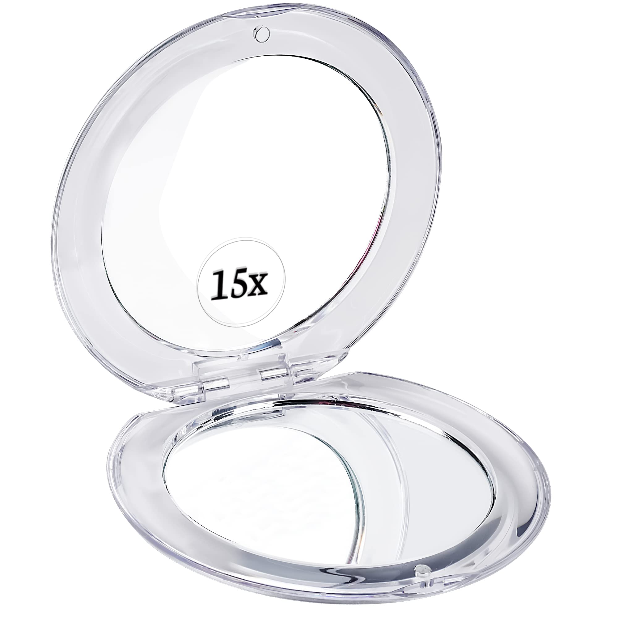 Mirrorvana Small Compact 15X Magnifying Mirror For Travel - Handheld, Foldable & Very Lightweight - Mini Pocket-Sized Magnified