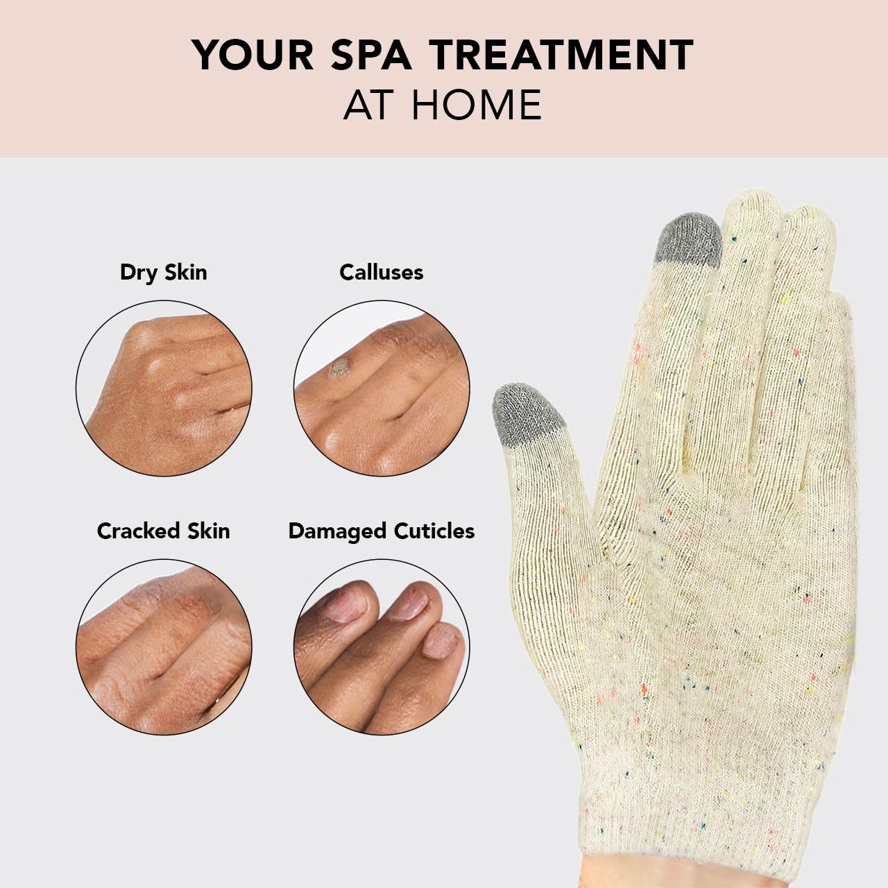 Kitsch Cotton Moisturizing Gloves For Dry Hands - Reusable Overnight Hand Moisturizing Gloves  Touchscreen Lotion Gloves & Eczem