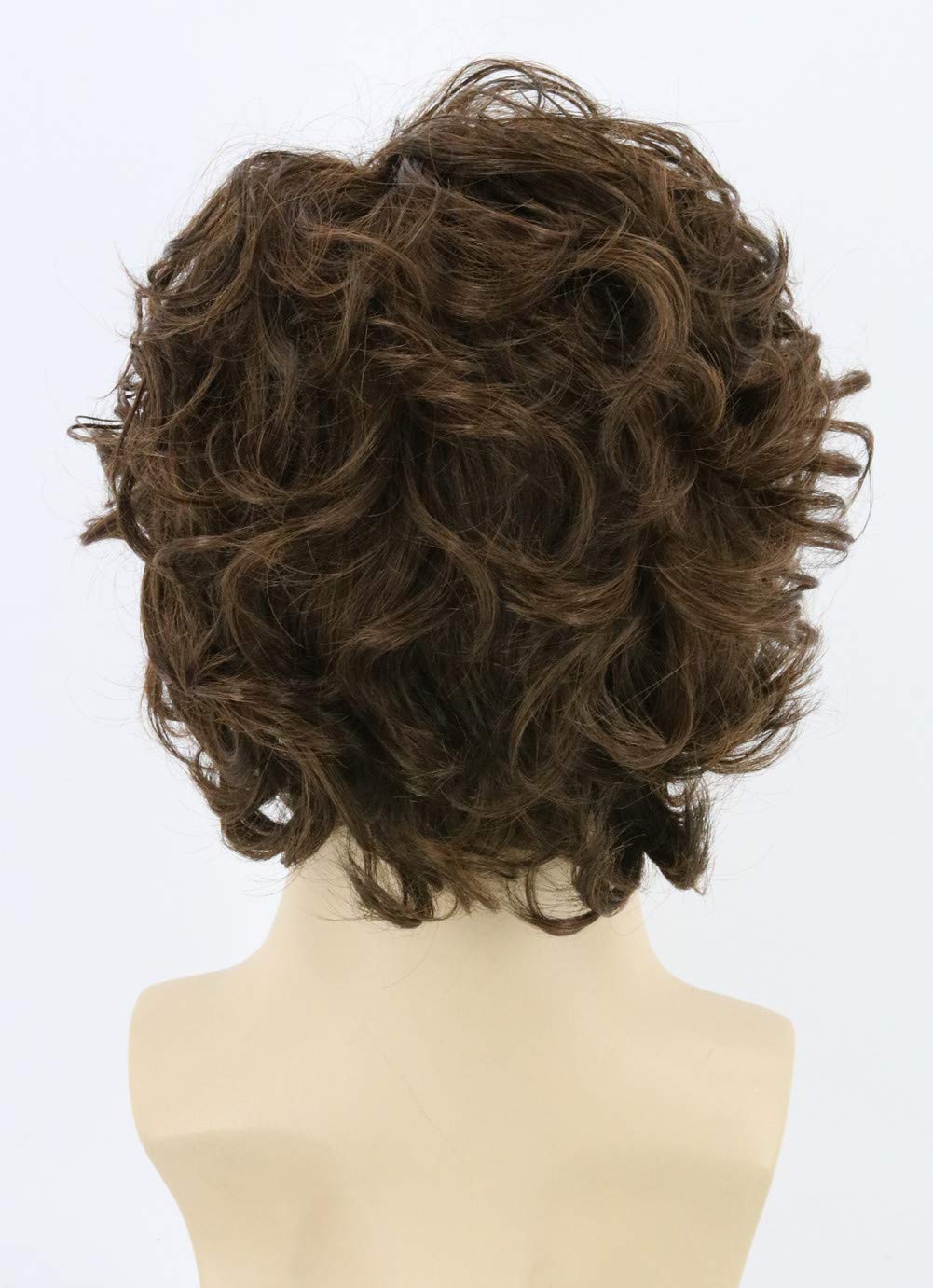 Topcosplay Brown Wigs For Men Short Curly Fluffy Cosplay Halloween Character Costume Wig Layered